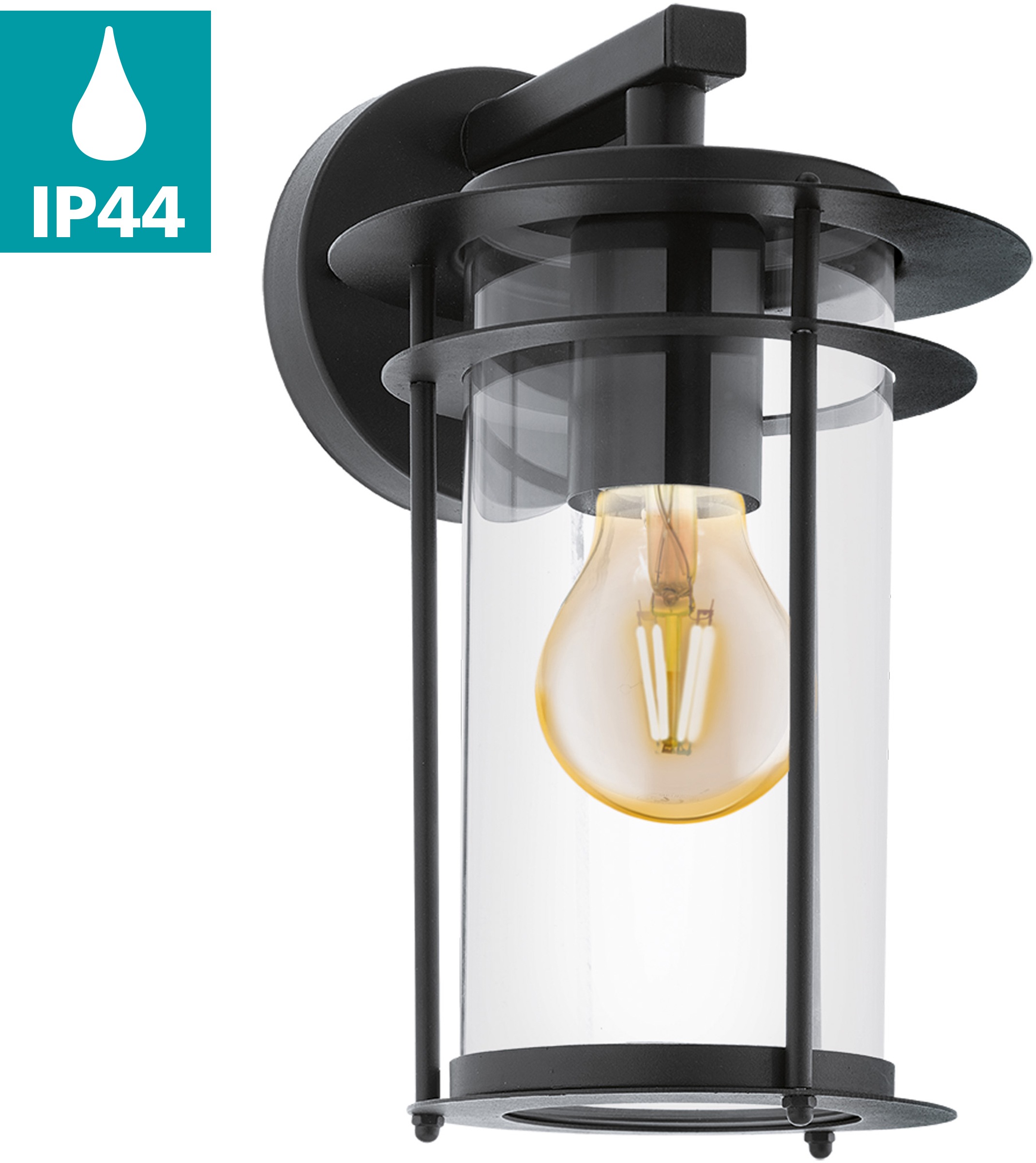 Außen-Wandleuchte EGLO, B:16,5cm H:27,5cm, schwarz, Leuchten, "VALDEO", Eckmontage möglich