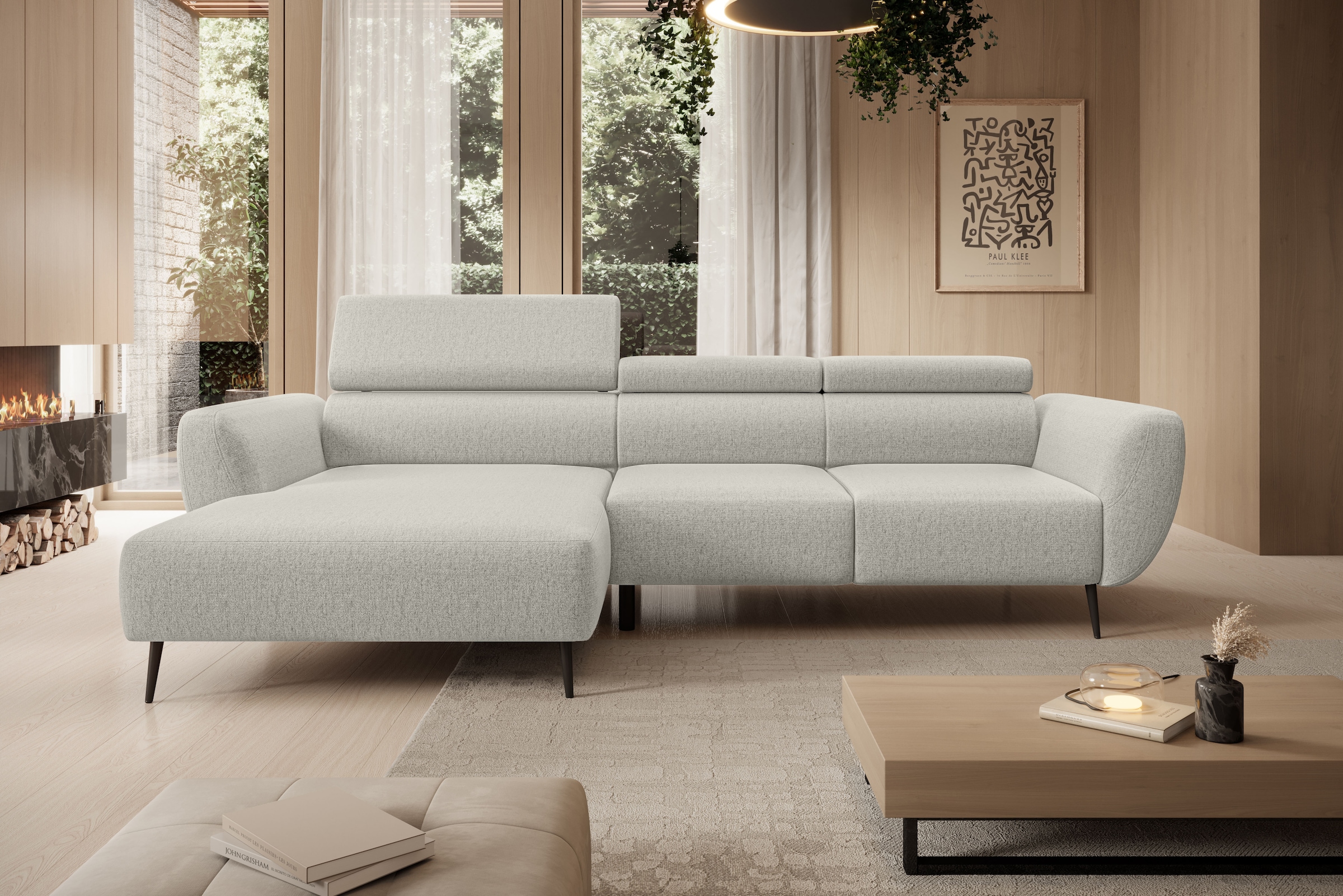 WERK2 Ecksofa "Alisson 277 x 174 cm modern und bequem" Luxus-Microfaser weich, L-Form, XXL, elektrische Sitztiefenverstellung