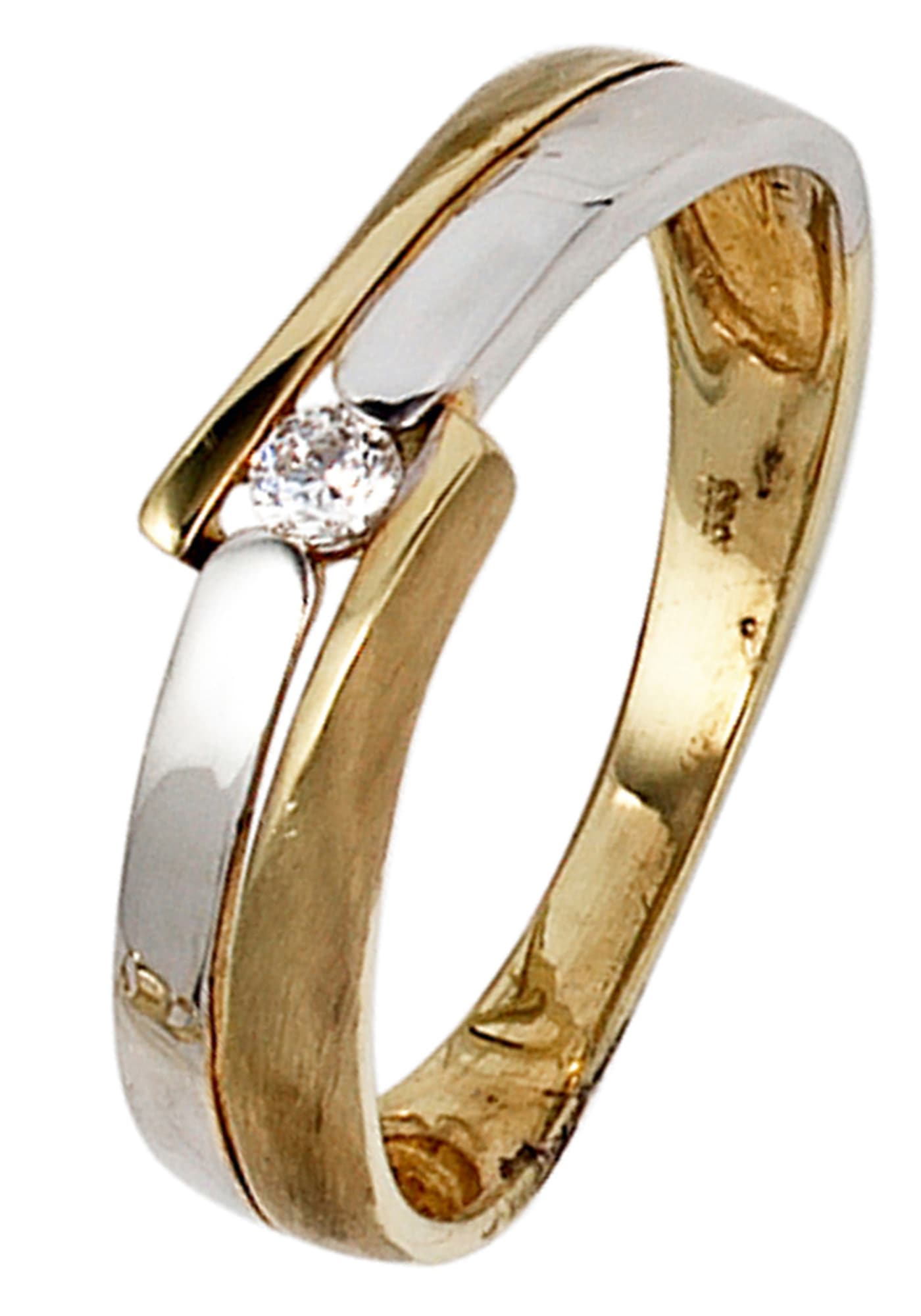 JOBO Goldring »Ring mit Zirkonia«, 333 Gelbgold Weißgold Bicolor