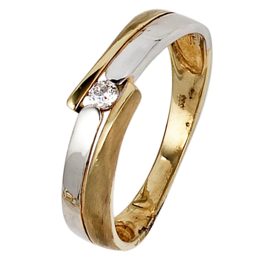 JOBO Goldring »Ring mit Zirkonia« 333 Gelbgold Weißgold Bicolor