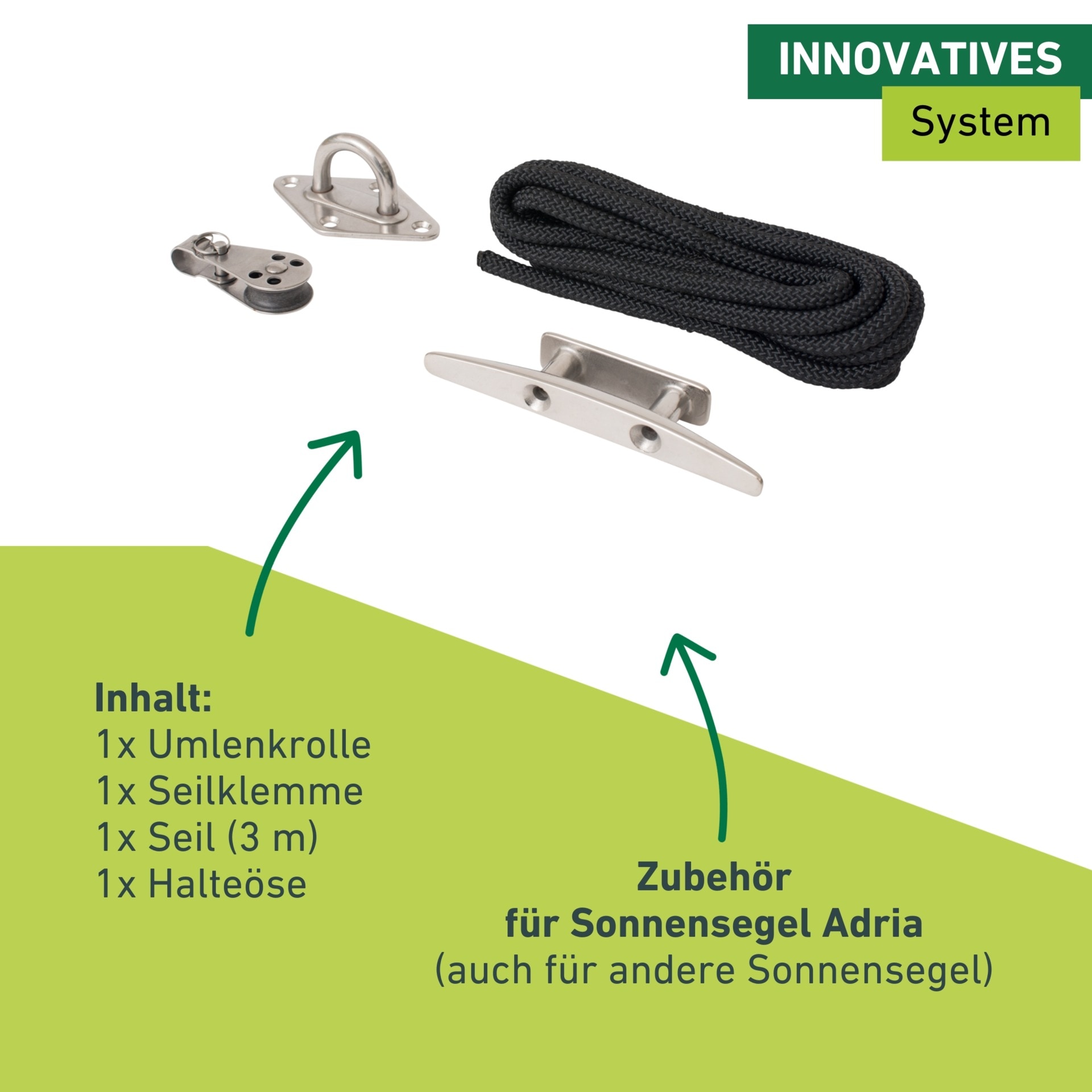 Windhager Seilspanngarnitur Seilzug-Set für Sonnensegel