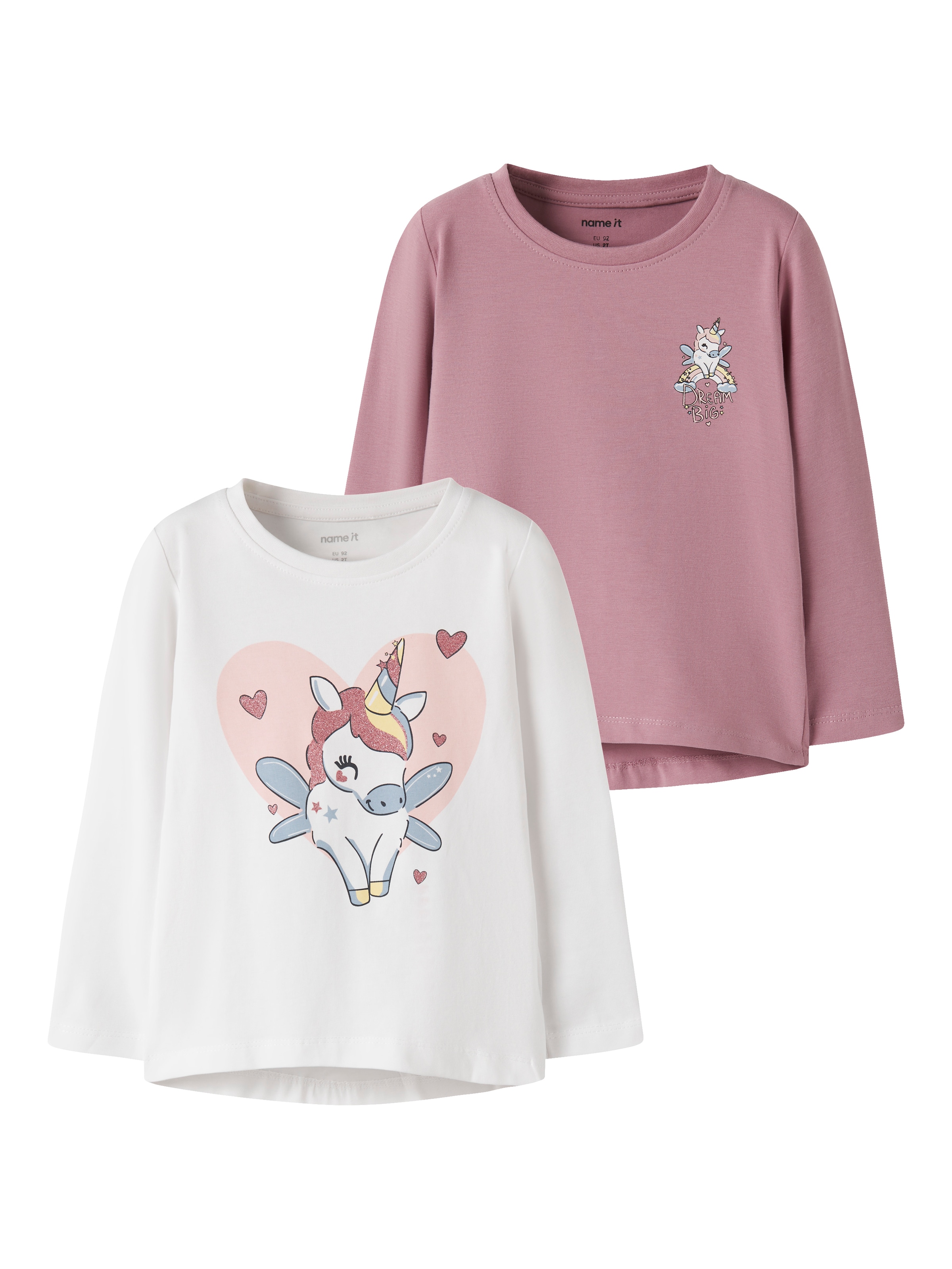 Name It T-Shirt "NMFVIX 2P LS TOP" Packung, 2er-Pack, 2 Baumwollmischung, Druck