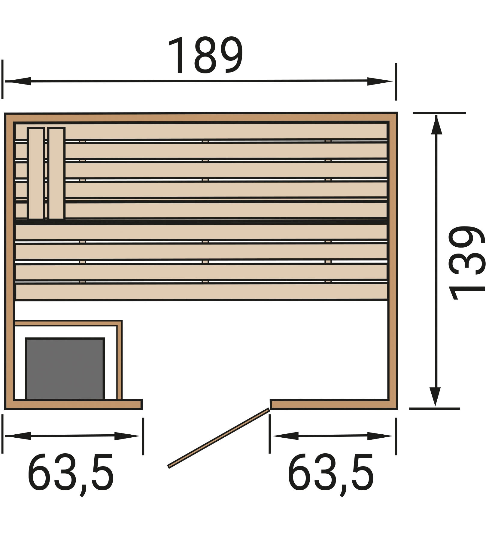 weka Sauna »Massivholzsauna VALIDA 2«, Blockbohlen, moderne Ganzglastür