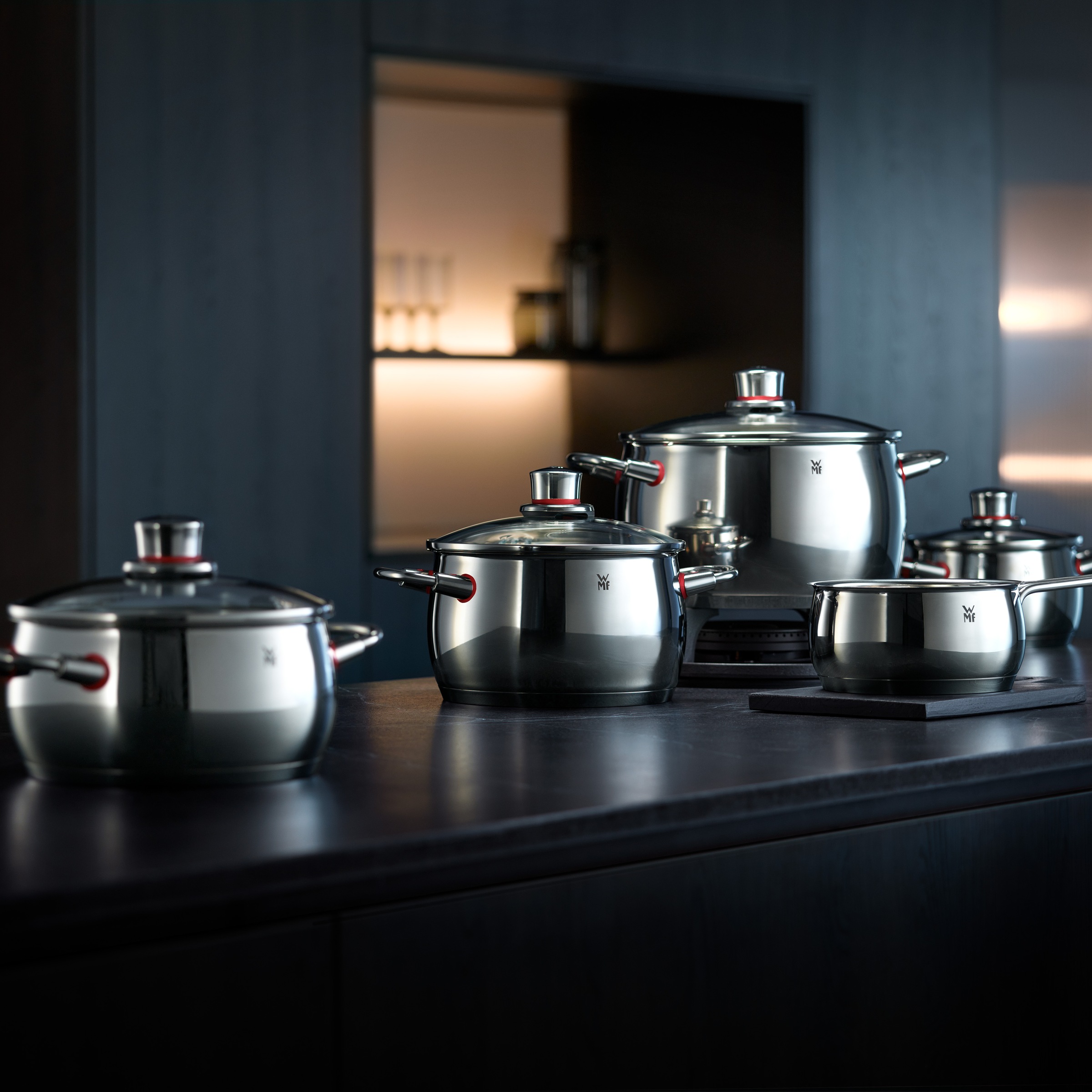 WMF Quality One 07.7520.6380 saucepan 4.1 L Round Red, Stainless steel