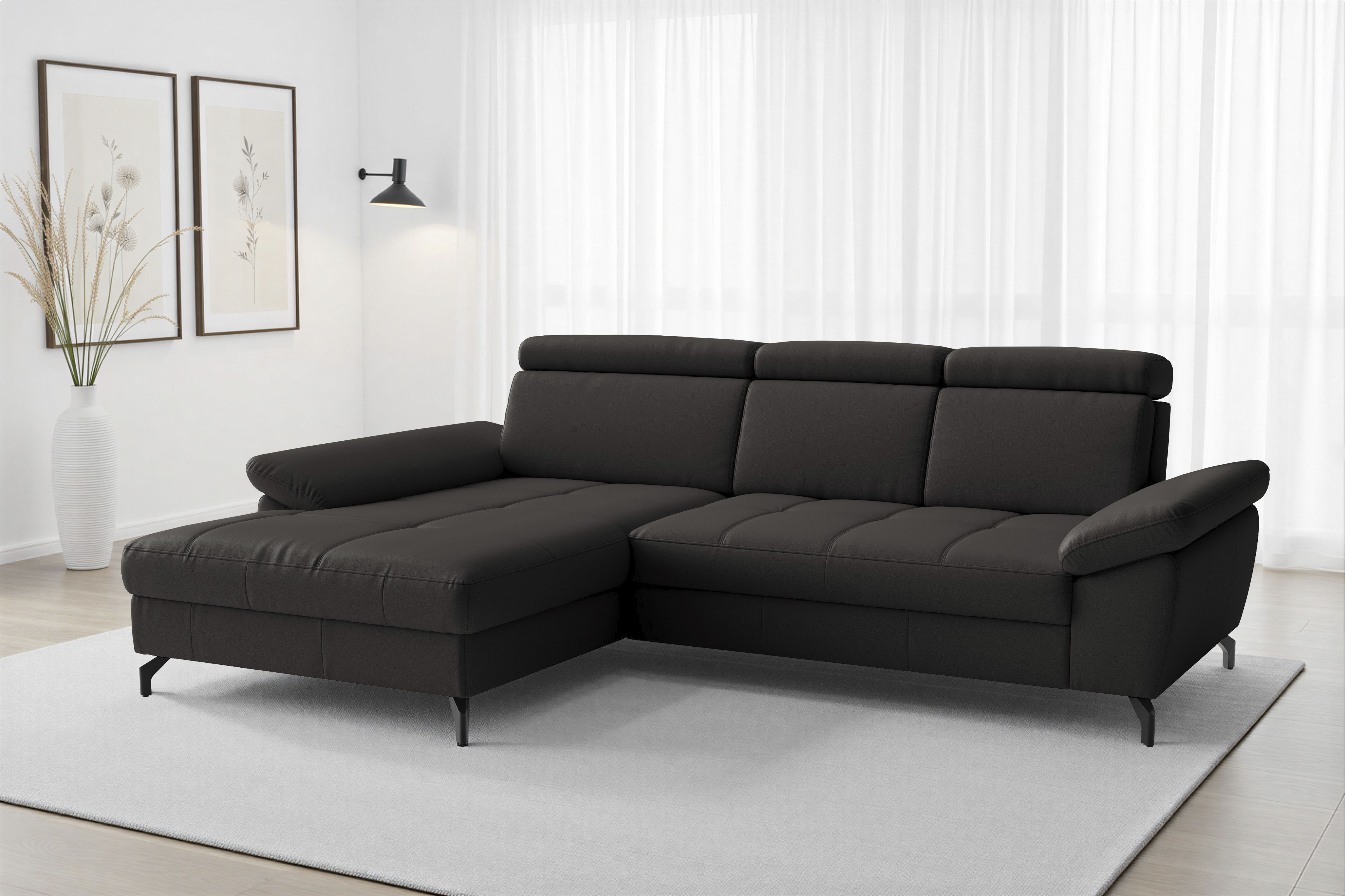 sit&more "Vanity L-Form, Leder, B: 264 cm, mit Sitz-, Kopf u. Armteilverstellung" Couch optional mit Schlaffunktion & Bettkasten, in Leder