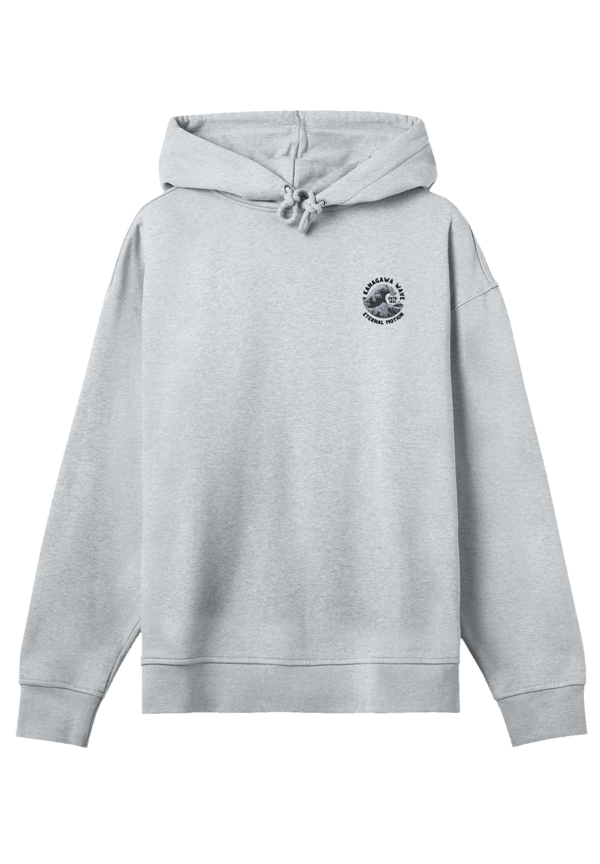 F4NT4STIC Kapuzenpullover »Kanagawa Wave Stickerei«, Premium Qualität
