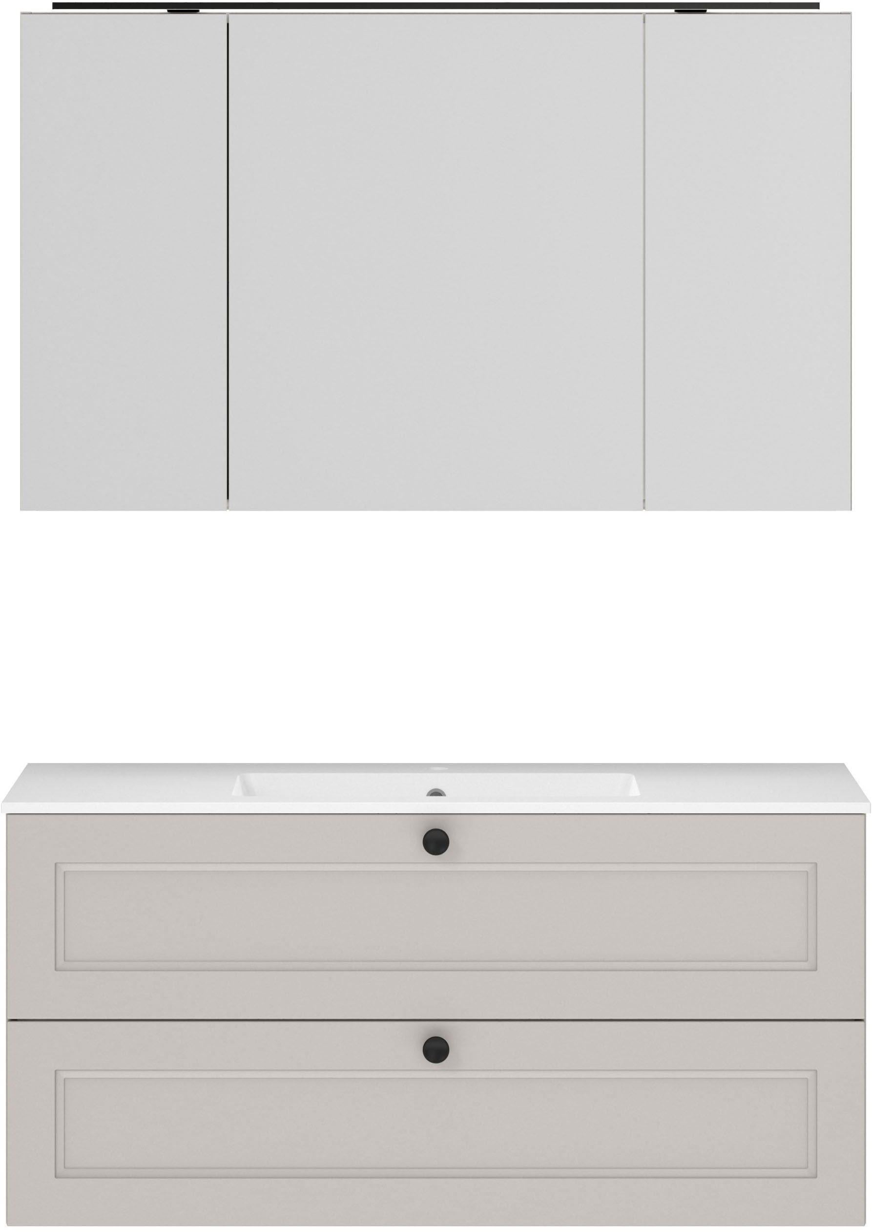 nobilia "Cascada" Set, mit Waschbecken, inkl. Spiegelschrank mit Beleuchtung, 2 Stk. tlg.