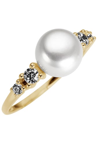 Perlenring »Schmuck Geschenk Gold 333 Fingerring Damenring Perle«, zu Kleid, Shirt,...