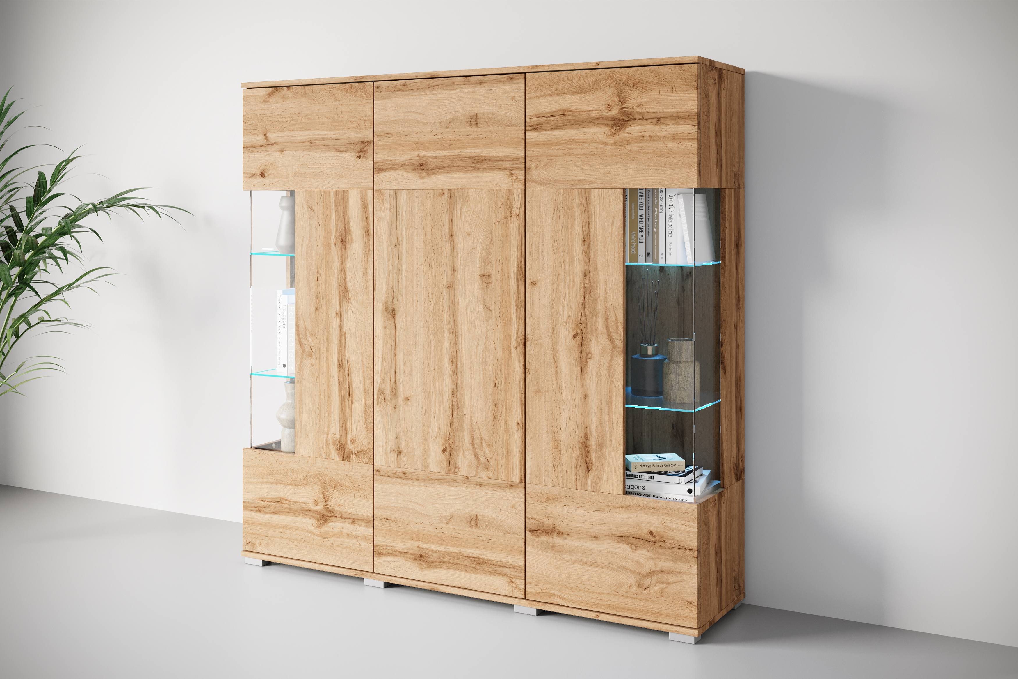 OTTO home "Kenia" 1 Stk. tlg. Modernes Highboard, mit Glastüren, Breite 135 cm