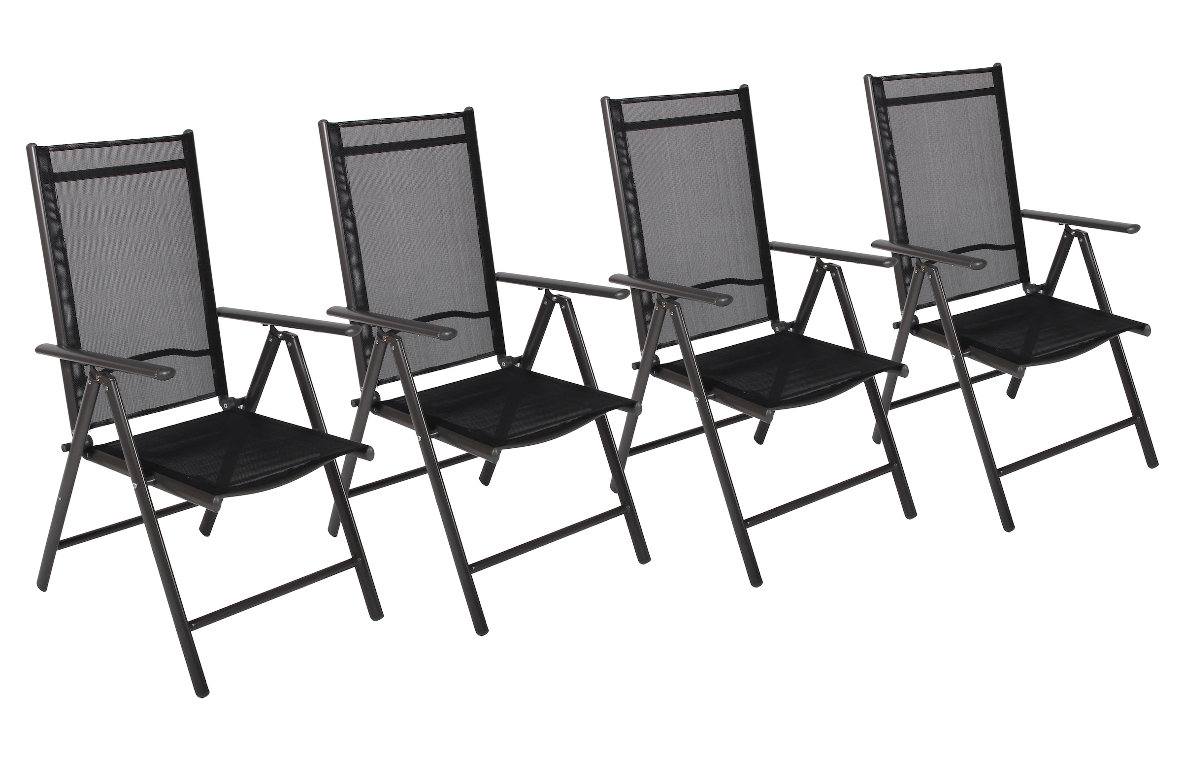 Gartenstuhl VCM "4er Set Alu Gartenstuhl Hochlehner Klappstuhl", schwarz (anthrazit), B:56cm T:65cm, Obermaterial: 95% Metall MT. 5% Textilmaterial TEXMAT., Stühle, Gartenstuhl