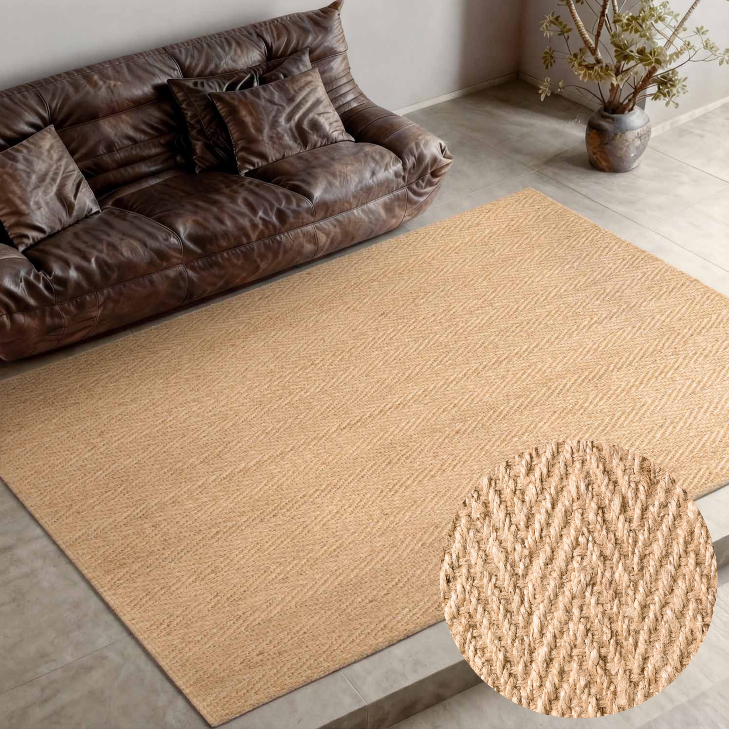 Teppich VILLEROY & BOCH "Mirabelle", natur, gold, B:160cm H:10mm L:230cm, Jute, Teppiche, Teppich, Jute, Natur, Wohnzimmer, Esszimmer, Schlafzimmer, Fischgrätendesign