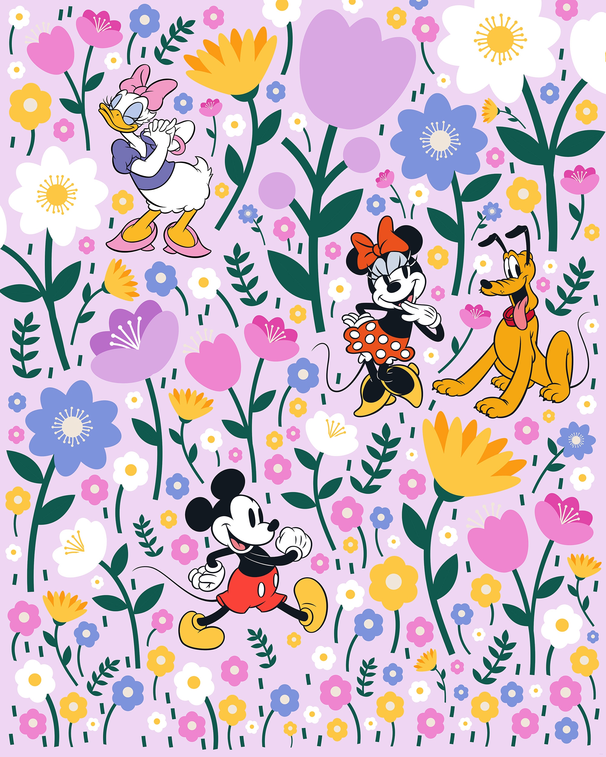 Komar Kindertapete »Disney Mickey Mouse and Minnie Mouse Botanical Spring«, bedruckt