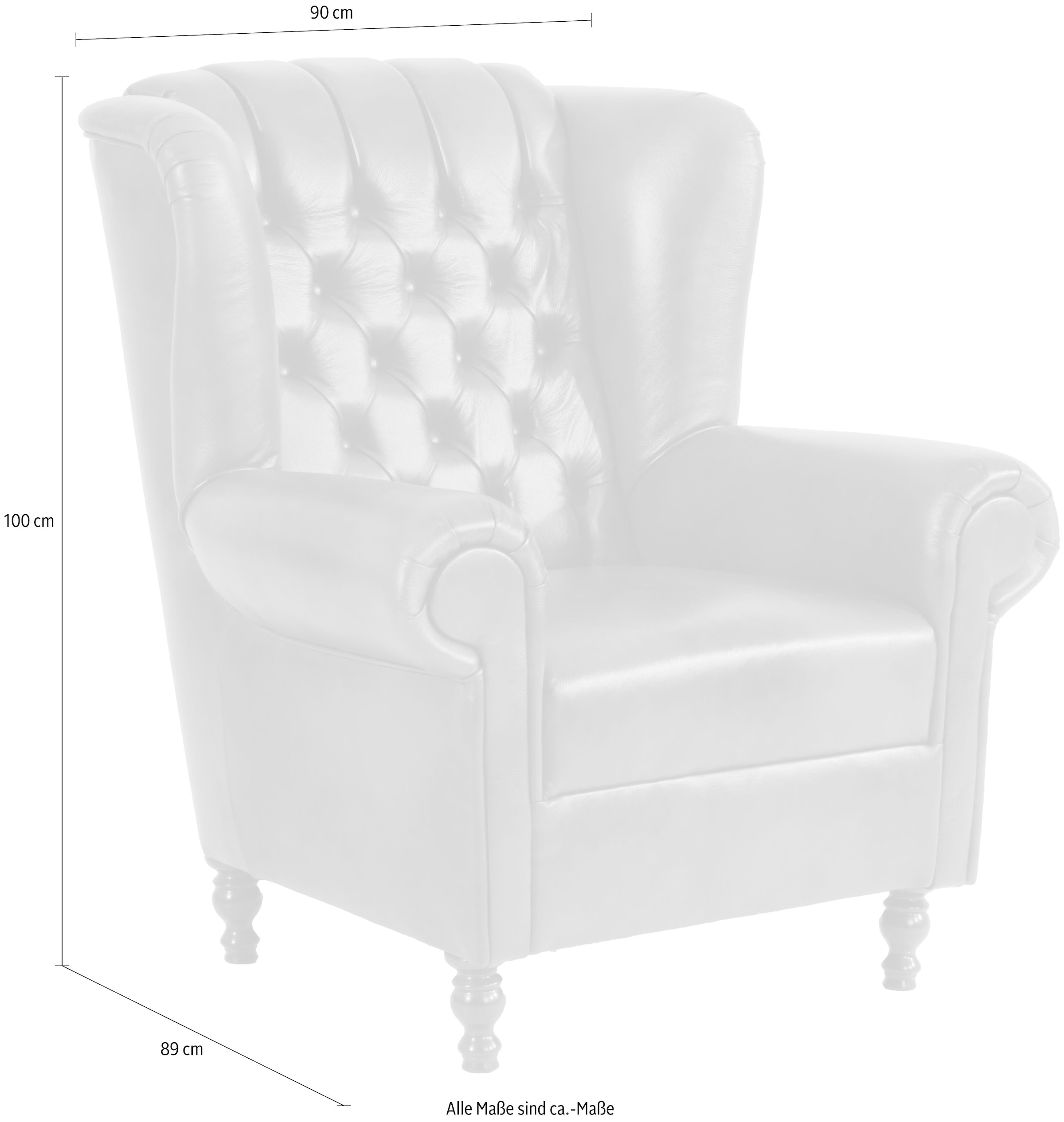 Max Winzer® Ohrensessel »Valerie Chesterfield Clubsessel der Extraklasse, hoher Sitzkomfort«, Retro und modern, mit edler Knopfheftung