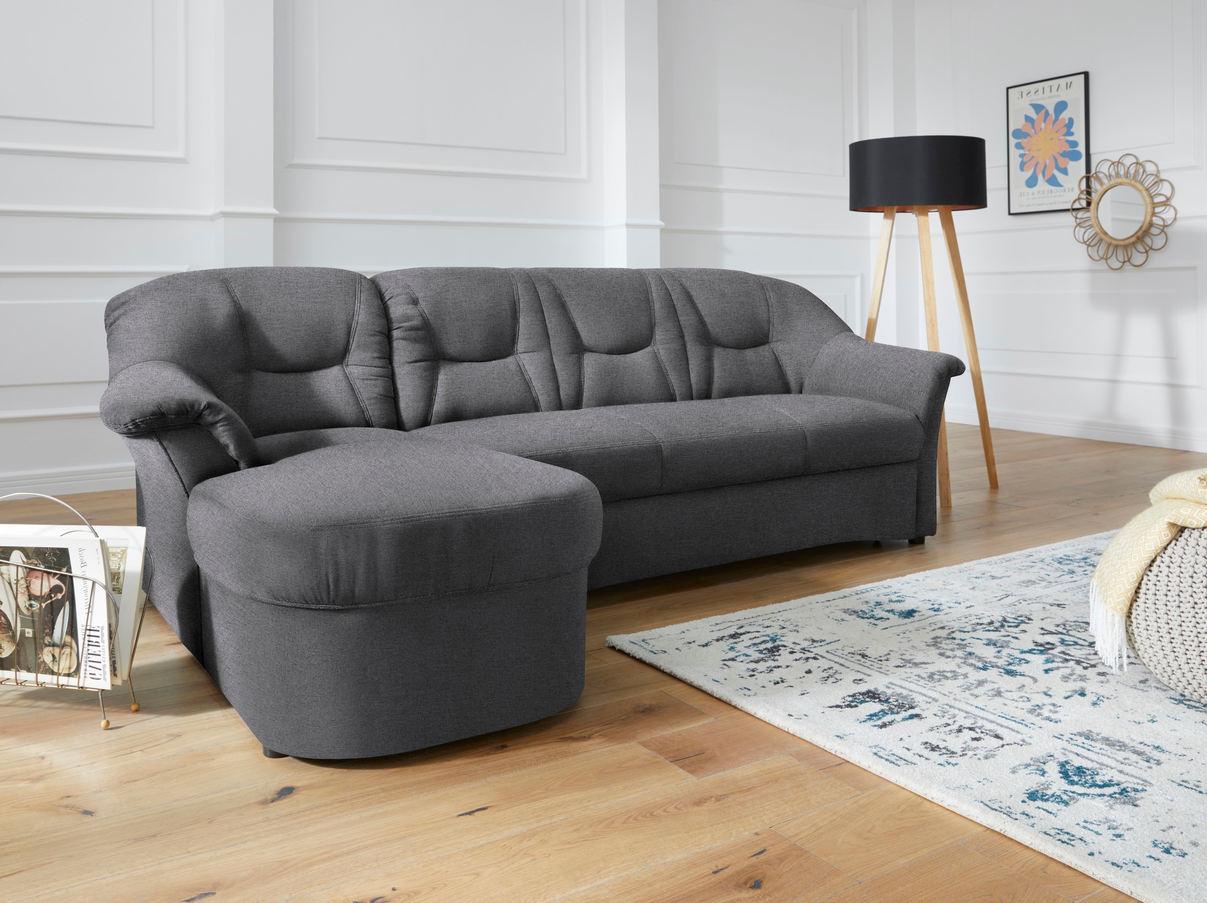 DOMO collection Ecksofa "SARAFINA 232x146 cm, auch mit Federkern für noch mehr Sitzkomfort" whlw. mit Bettfunktion, L-Form