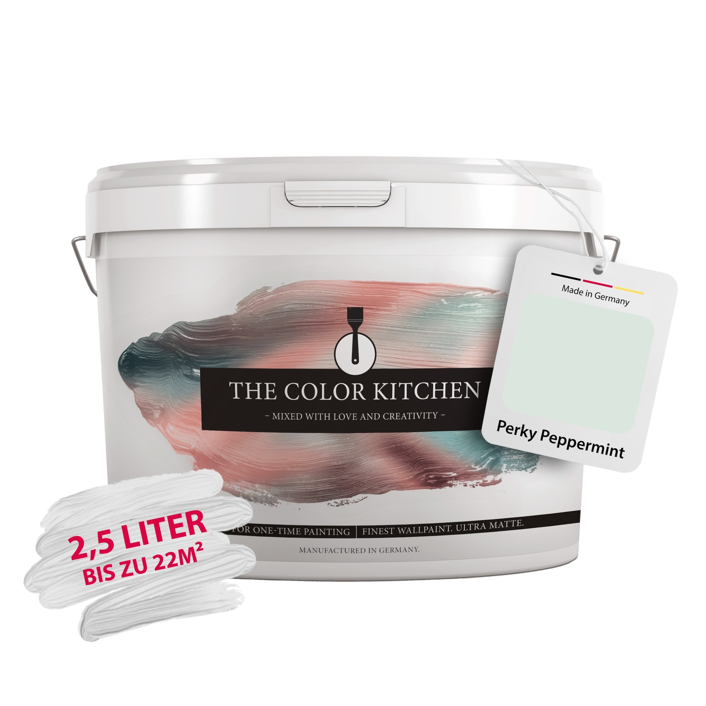 A.S. CRÉATION Wand- und Deckenfarbe "Seidenmatt Innenfarbe THE COLOR KITCHEN", 2,5 l 2,5ml, grün, Farben, für Wohnzimmer Schlafzimmer Flur Küche,