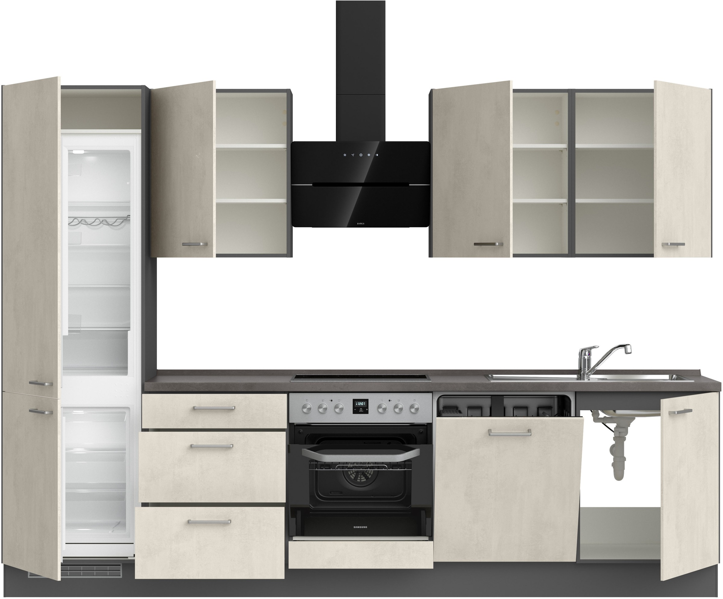 nobilia® Küchenzeile »"Riva II"«, vormontiert, Ausrichtung wählbar, Breite 300 cm, wahlw. mit E-Geräten