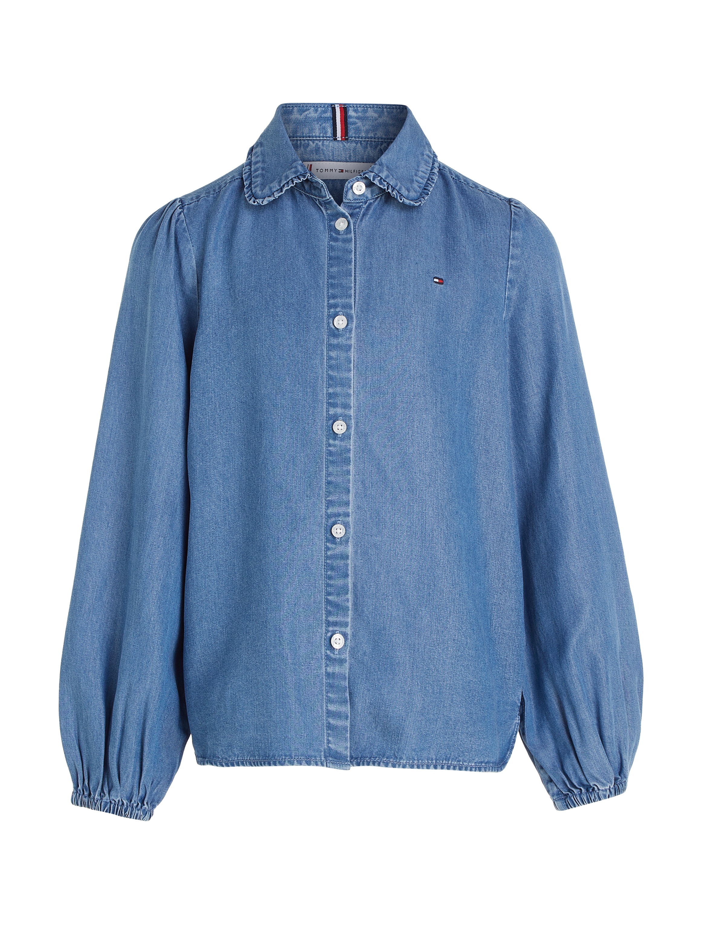Tommy Hilfiger Klassische Bluse »TENCEL RUFFLE COLLAR SHIRT«, im Denim-Style