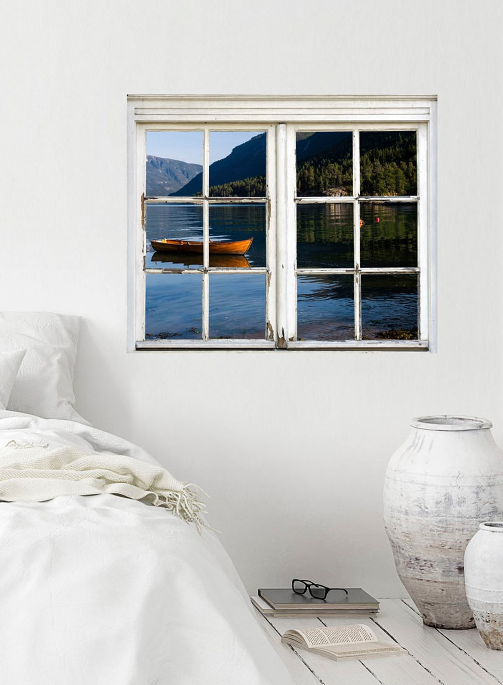 queence Wandsticker »Boot auf See«, Wandsticker, Wandbild, selbstklebend, 3D, Fenster