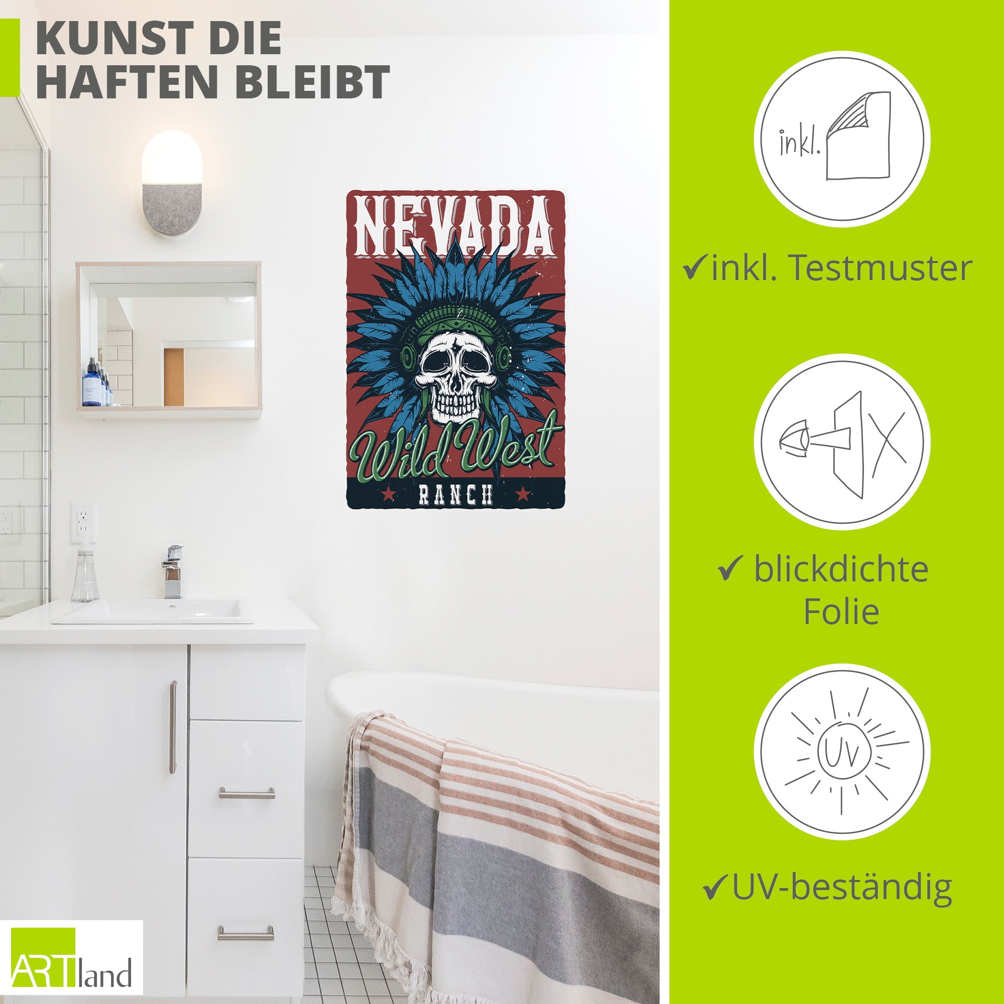 Artland Wandbild »Totenkopf Nevada« 1 Stk. tlg. als Alubild, Leinwandbild, Poster, Wandaufkleber in verschied. Größen