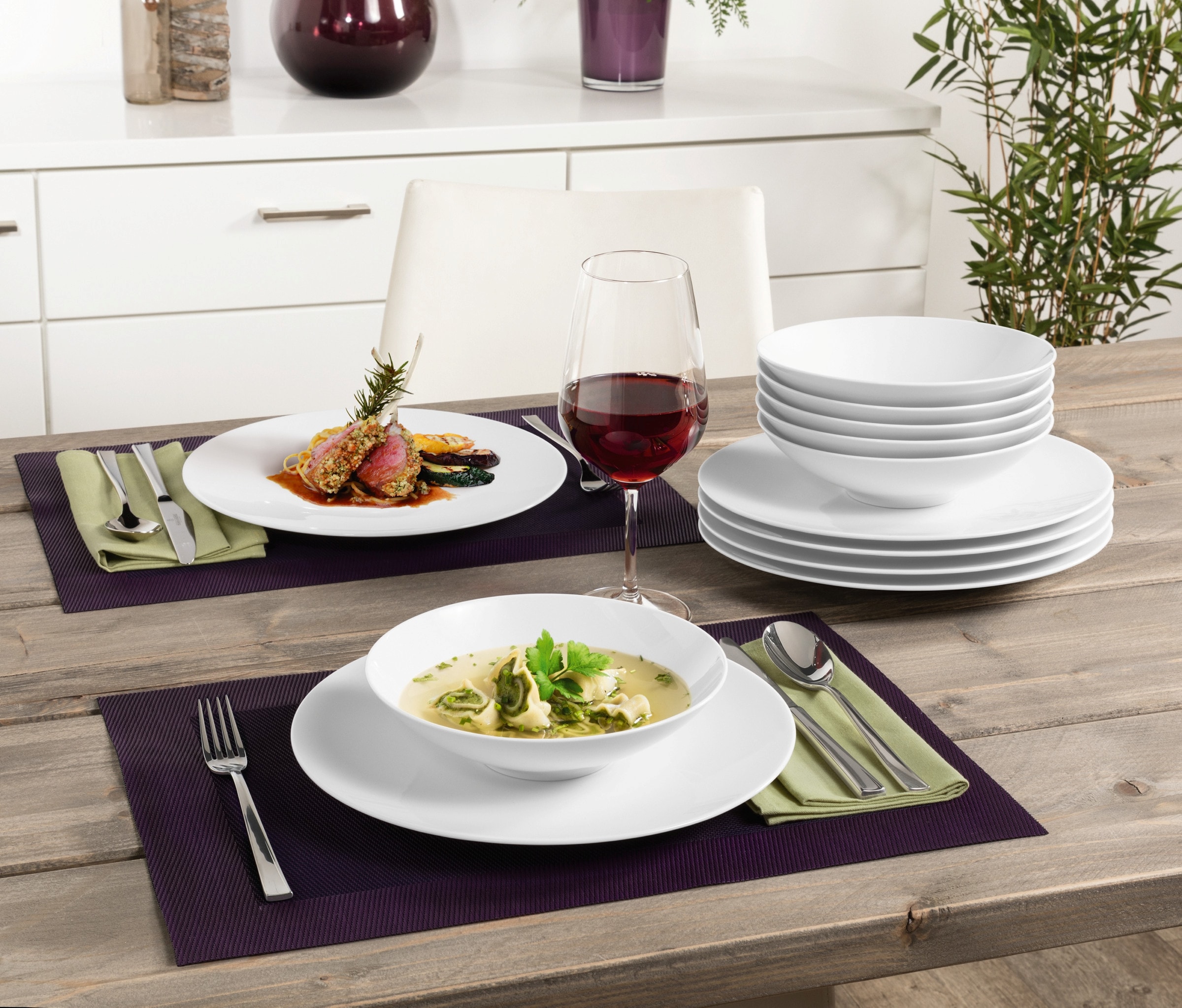 Seltmann Weiden Kombiservice »Geschirr-Set, Service Life«, (Set, 30 tlg.), Teller Set, Tassen, weiß, Made in Germany, 30 Teile, für 6 Personen