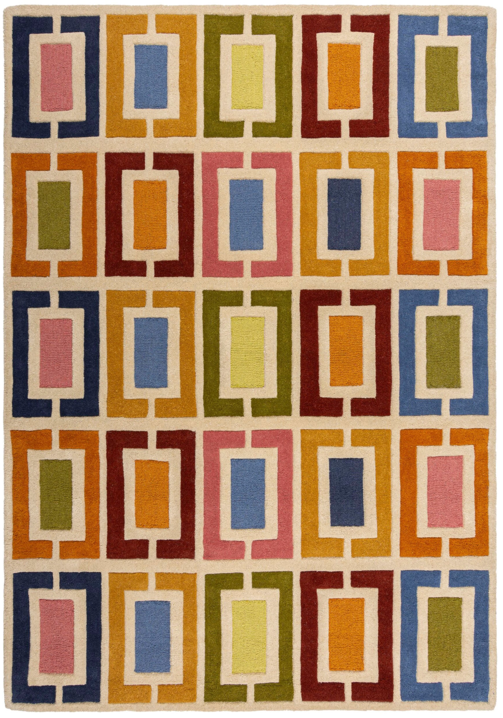 FLAIR RUGS Wollteppich "Retro Blocks mit Hoch-Tief-Effekt" rechteckig 10 mm günstig online kaufen