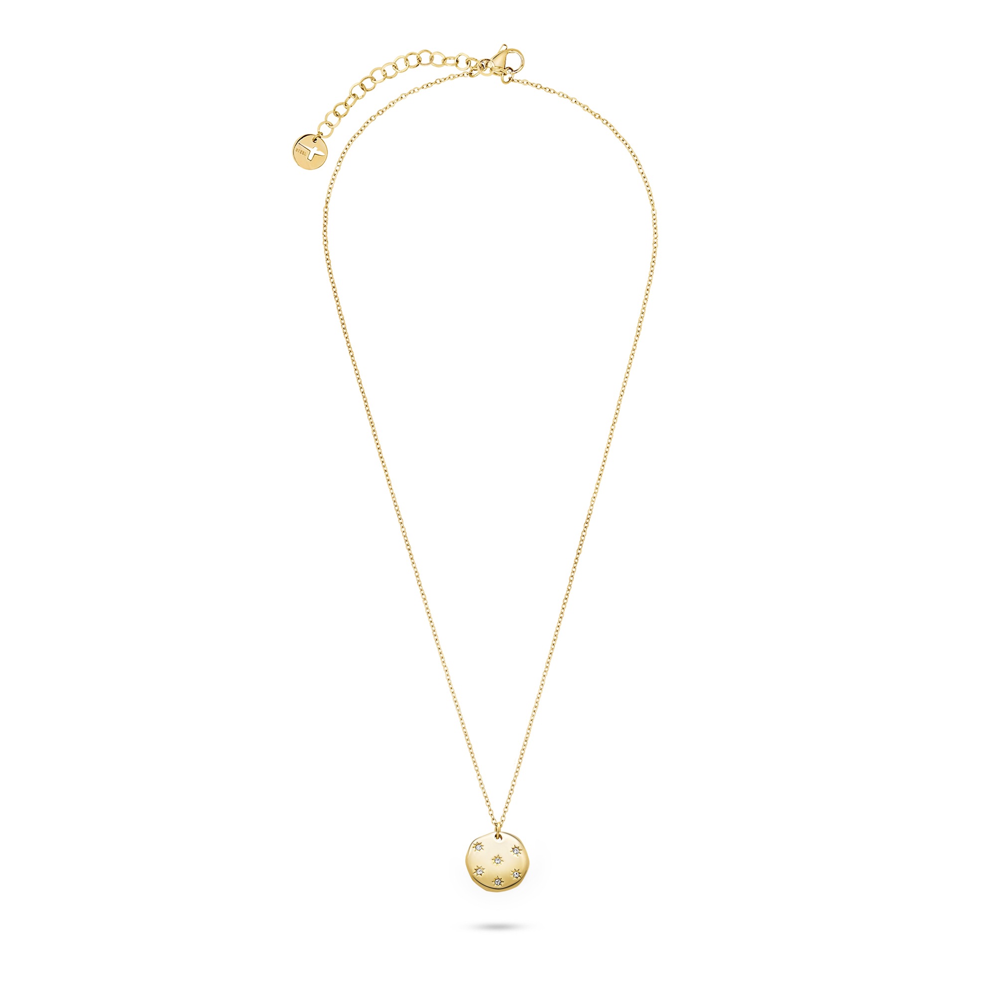 Kette mit Anhänger TAMARIS "Schmuck Geschenk Halskette mit Plättchen Anhänger Little Twinkle", gelbgoldfarben, kristallweiß, Halsketten, Damen, Edelstahl, L: 45 B: 2,7mm, mit Zirkonia (synth.), B:2,7mm 2