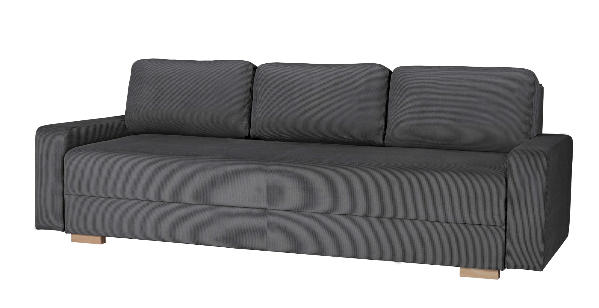 INOSIGN 3-Sitzer »SHERIDIAN Schlafsofa mit Bettkasten, in Feincord & Velvet«, mit Wellenunterfederung, moderne Bezüge, B/H/T 225/94/80