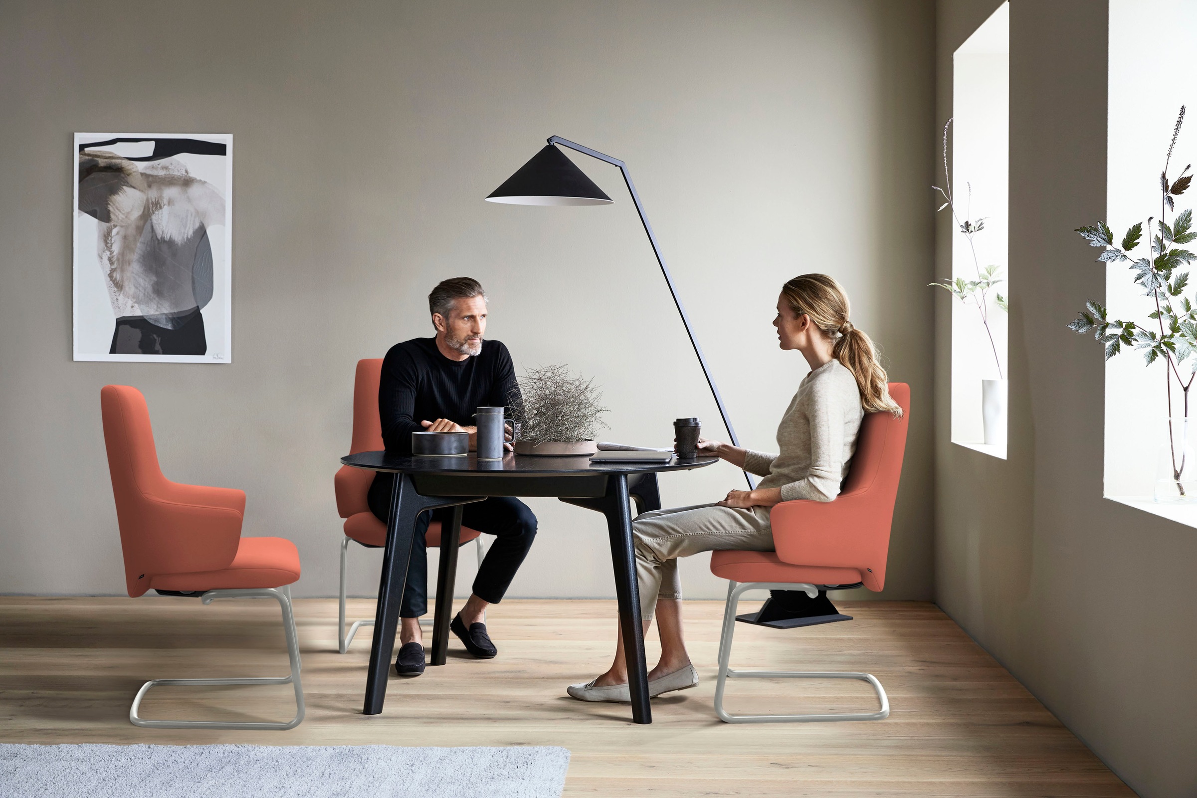 Stressless® Polsterstuhl »Laurel«, Leder PALOMA, High Back mit Armlehne, Größe L, mit Beinen aus Stahl in Chrom