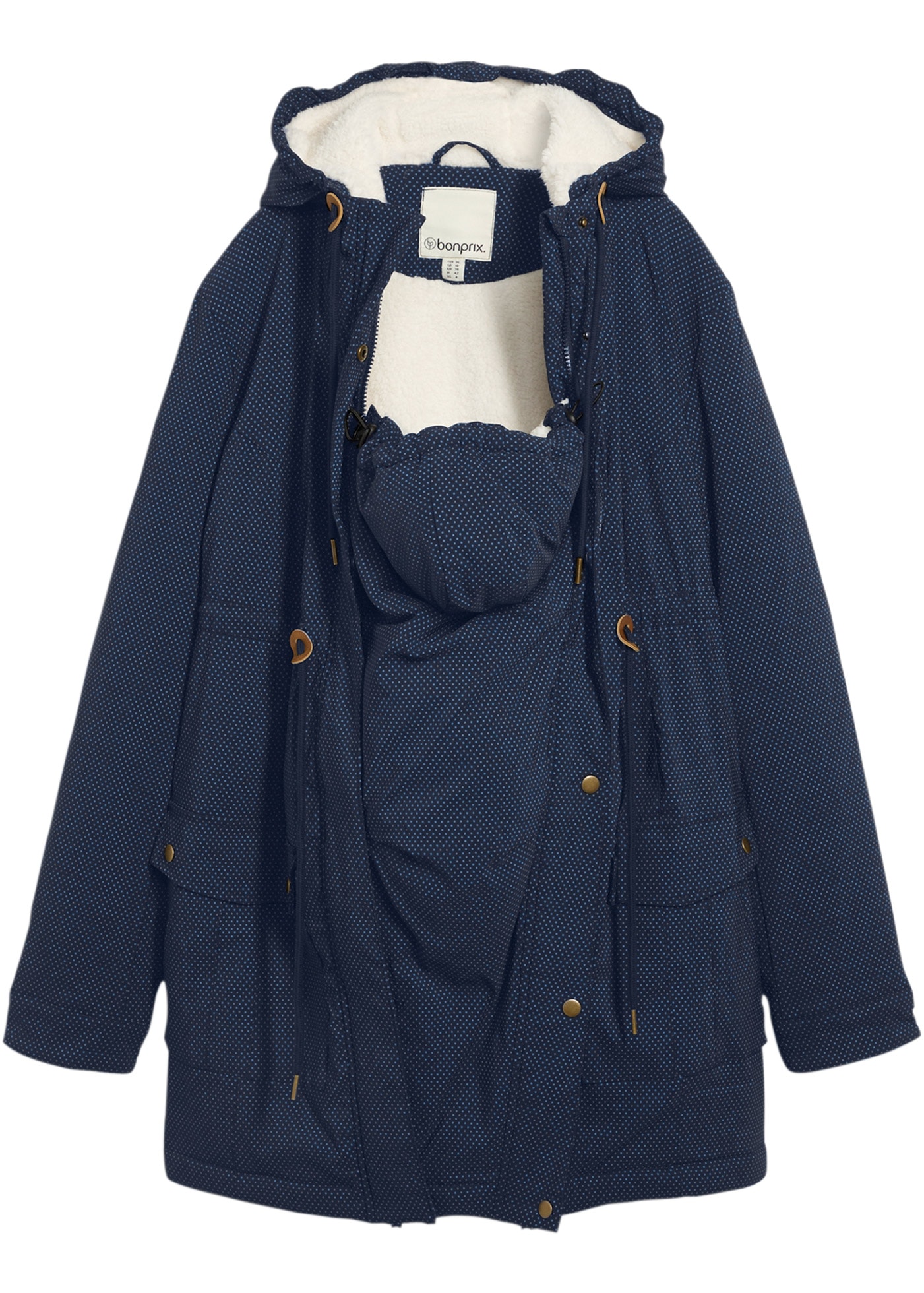 bonprix Umstandsjacke mit Kapuze mit abnehmbarem Trageeinsatz mit Kapuze, figurbetonte Passform