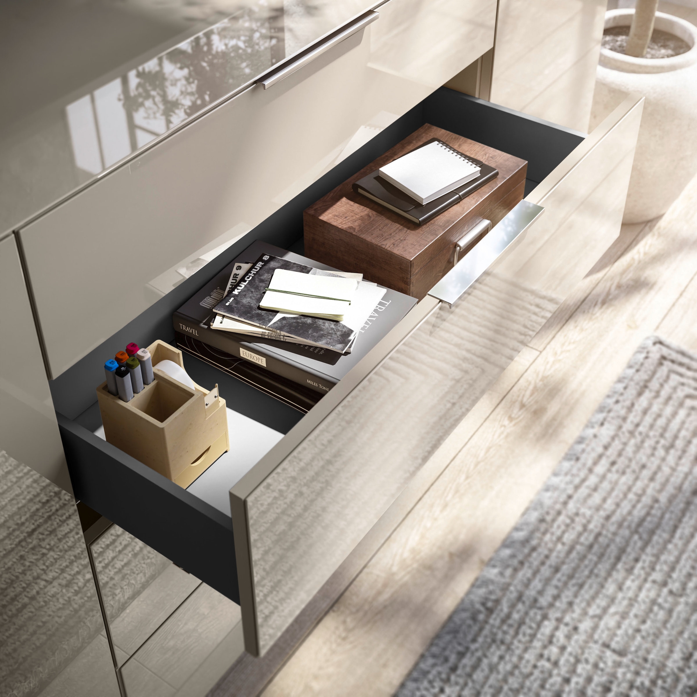HBZ Nachtkommode »Santorin Nachtkonsole, BxHxT 45x61x40 cm«, (1 St.), Breite 45cm, Softclose für Schubkästen, Melaminbeschichtung