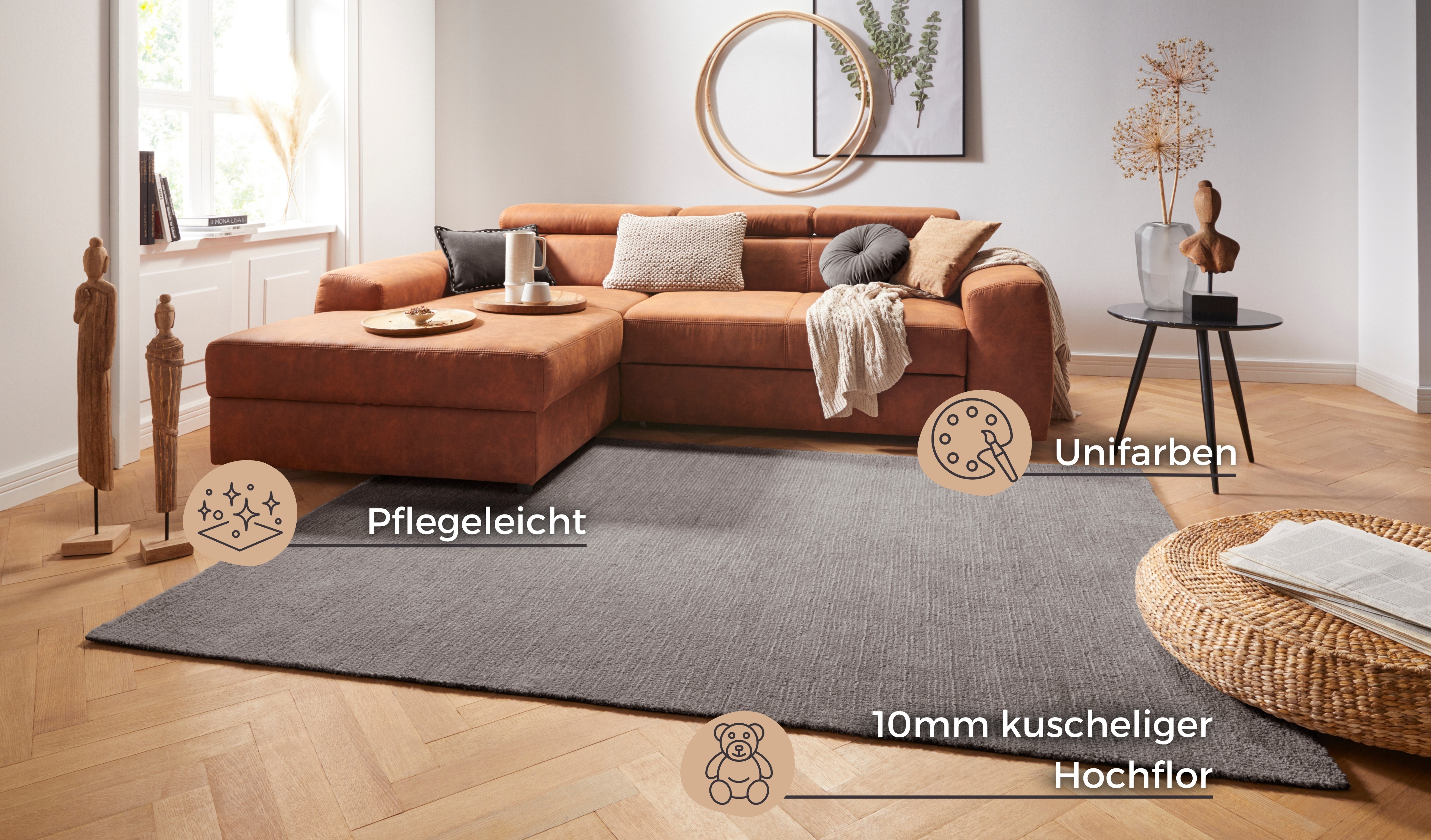 Thumbnail - HANSE Home Teppich "Supersoft" rechteckig 10 mm Höhe Kurzflor, Läufer Modern, Einfarbig, Wohnzimmer, Schlafzimmer