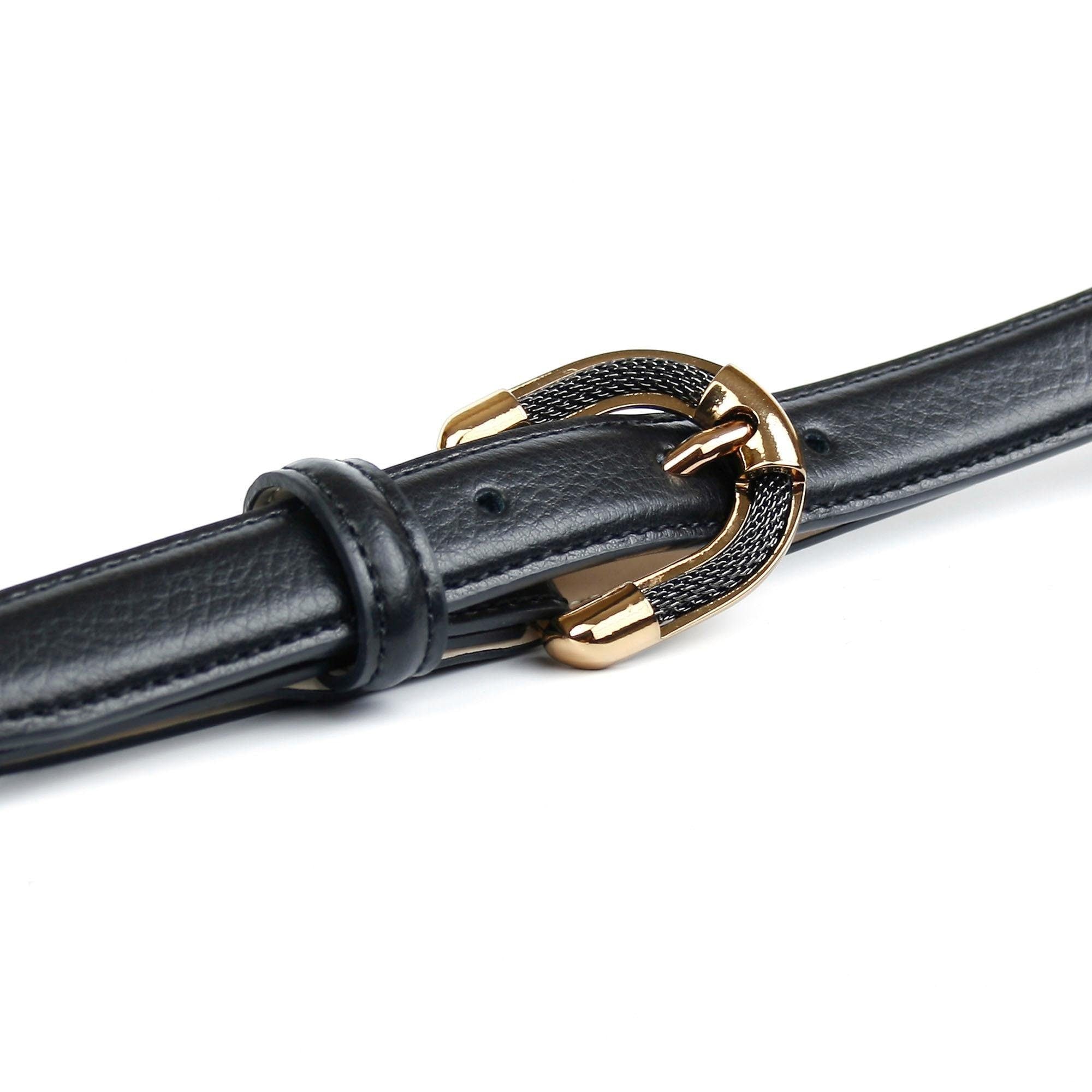 Anthoni Crown Ledergürtel, in schmaler Form, Schließe in Bicolor-Optik