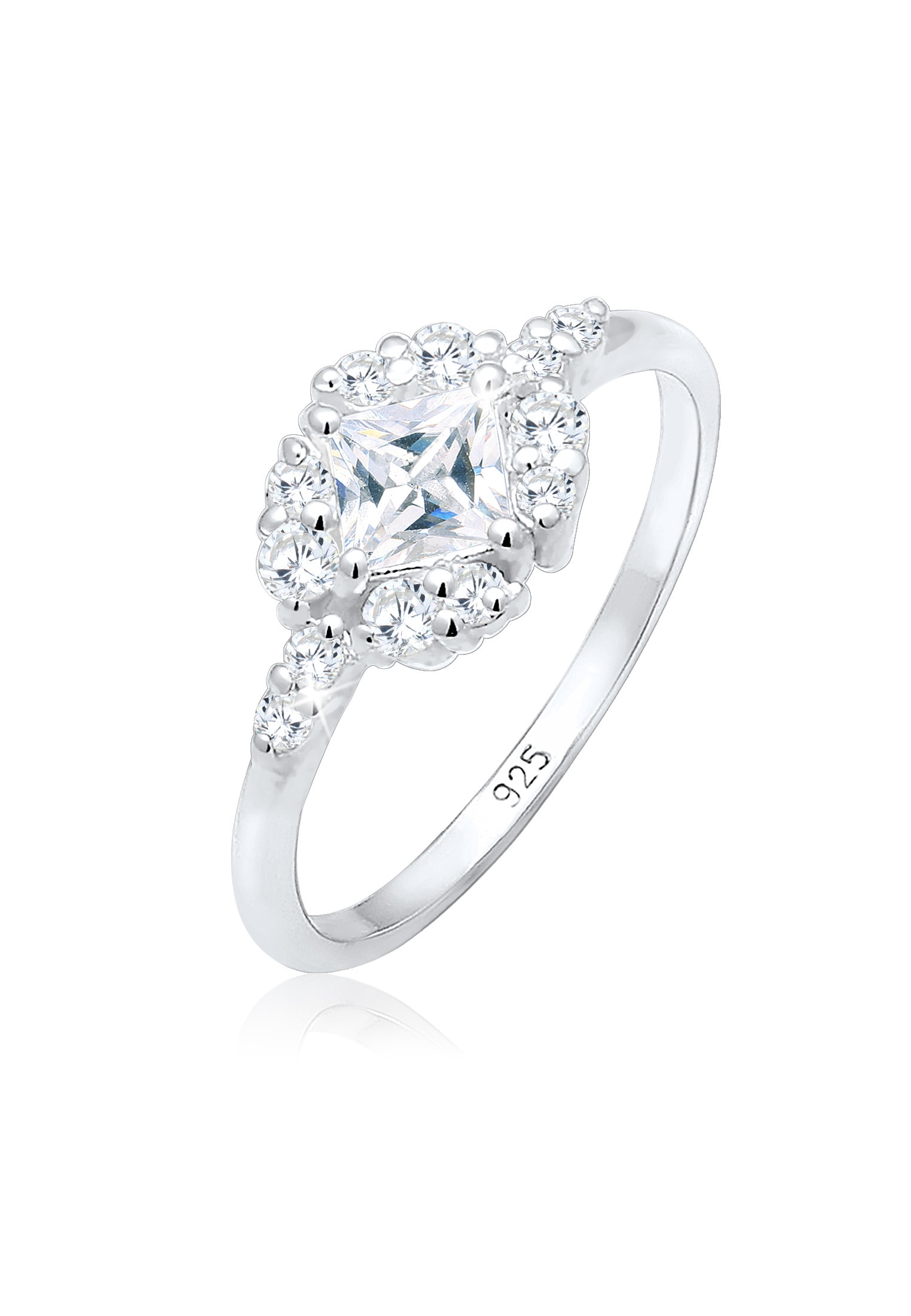 ELLI PREMIUM Damen Verlobungsring "Ring Verlobungsring Zirkonia Weiß 925 Sterling Silber", 56, Silber 925 (Sterlingsilber), silber, Silber 925