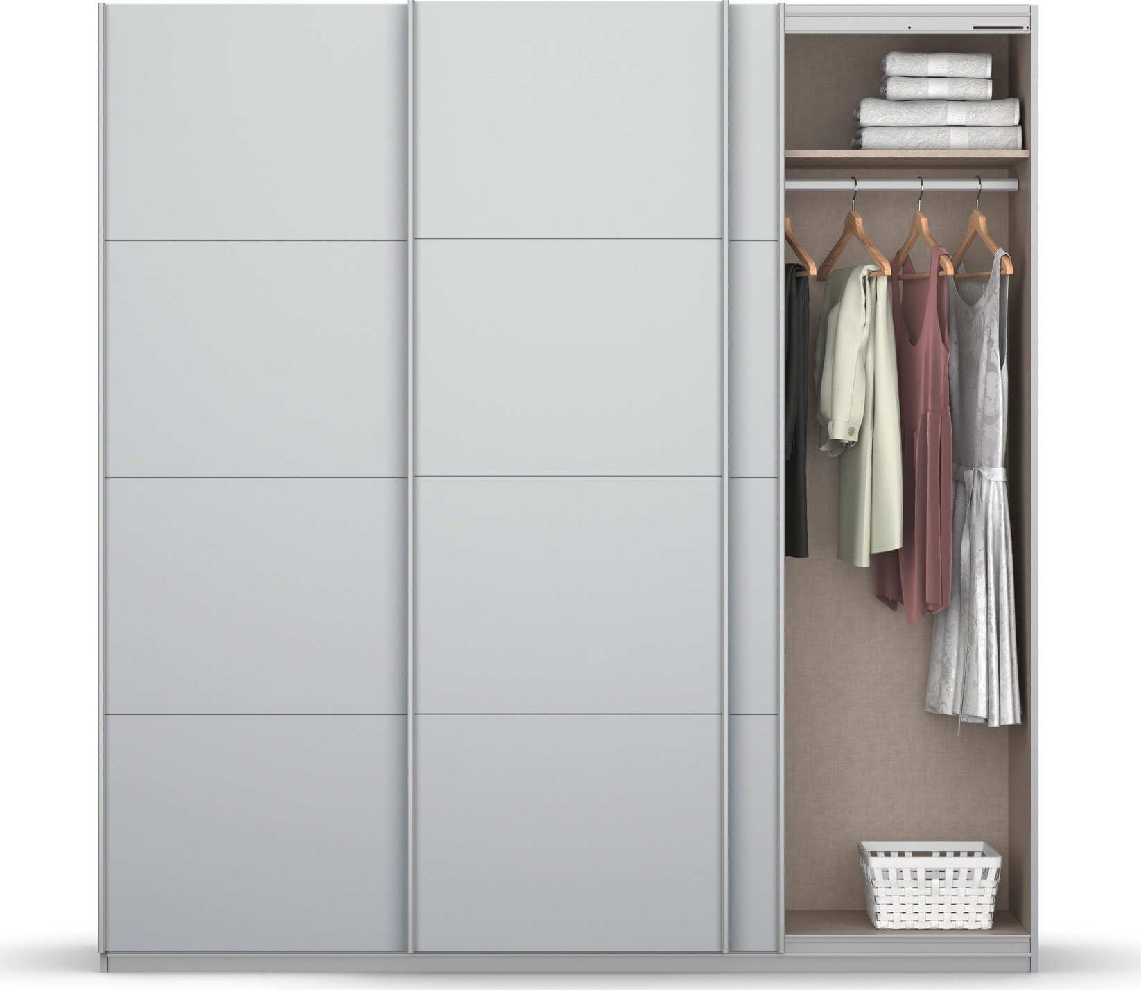 rauch Schwebetürenschrank »Kleiderschrank Schrank Garderobe KOLUNA mit Dekor-Front«, inkl. 2 Innenschubladen sowie extra Einlegeböden MADE IN GERMANY