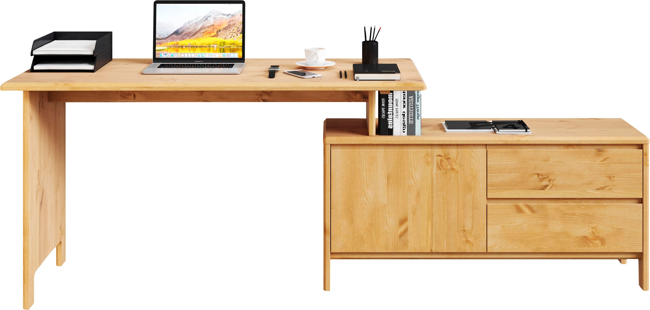 OTTO home Schreibtisch "Luven, aus Massivholz" in 2 Breiten, variable Nutzu günstig online kaufen