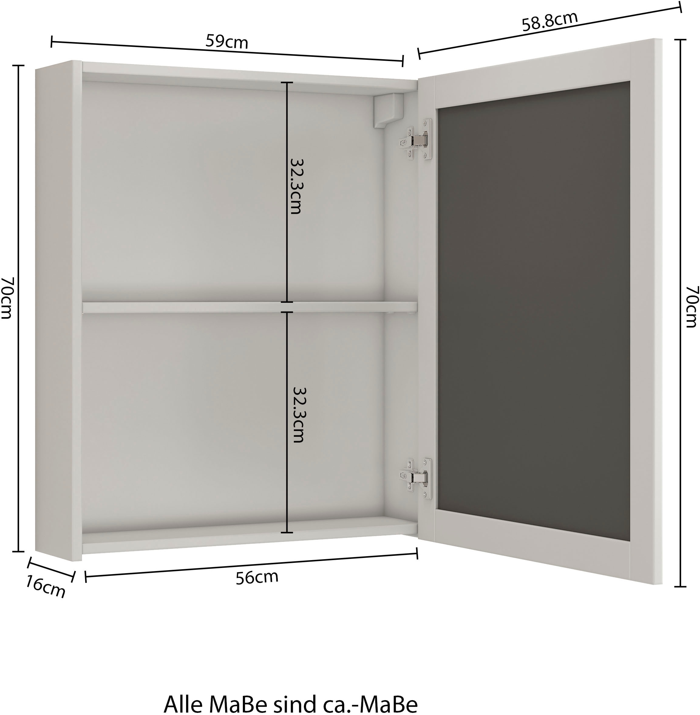welltime Spiegelschrank »AMSTERDAM« platzsparender Spiegelschrank mit individuell verstellbarem Regalboden