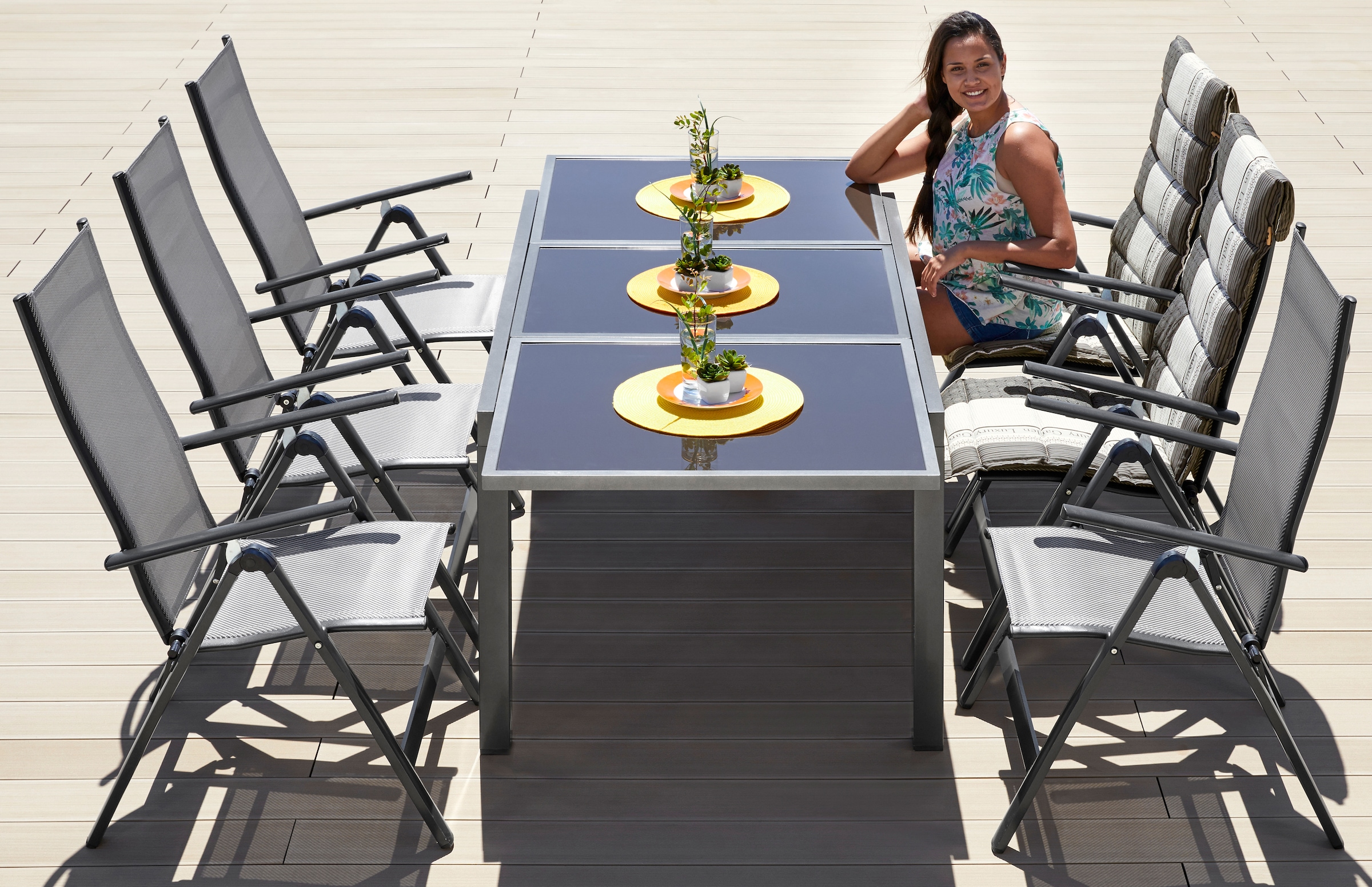 MERXX Garten-Essgruppe »Amalfi«, (7 tlg.), 6 Stühle mit Tisch
