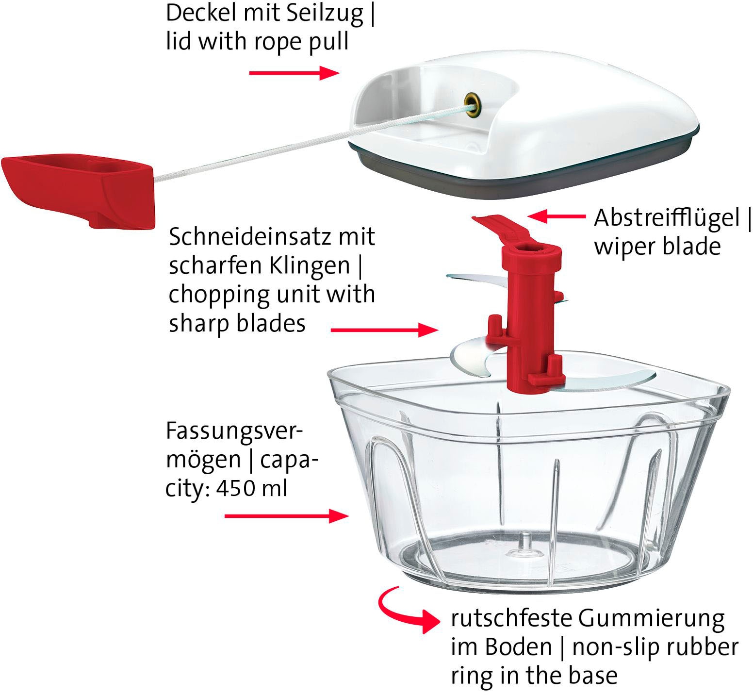 WESTMARK Zwiebelhacker ».«, mit Seilzug, 450 ml