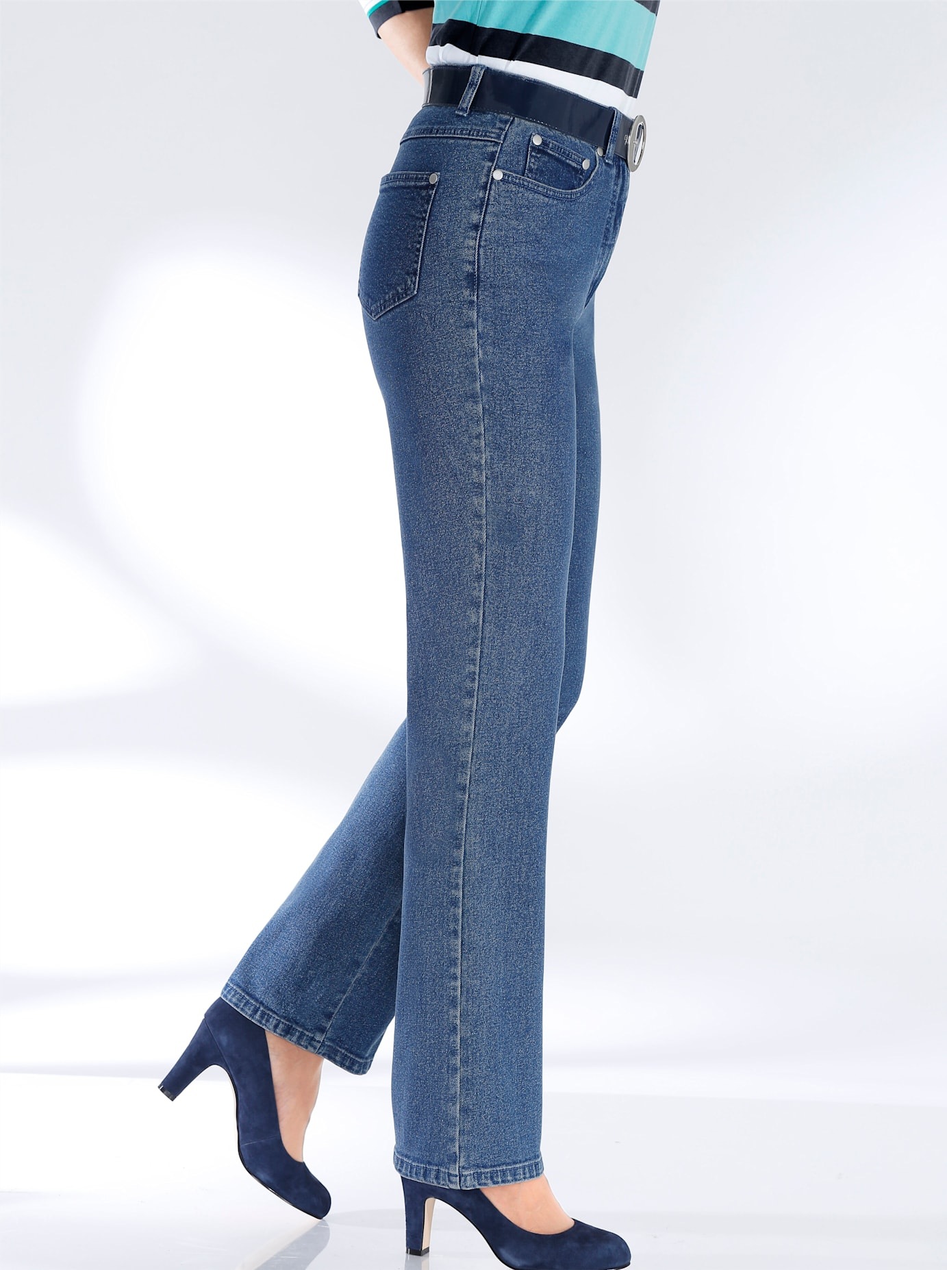 CASUAL LOOKS Damen 5-Pocket-Jeans, blau, Gr. 46, unifarben, 98% Baumwolle, 2% Elasthan, Jeans