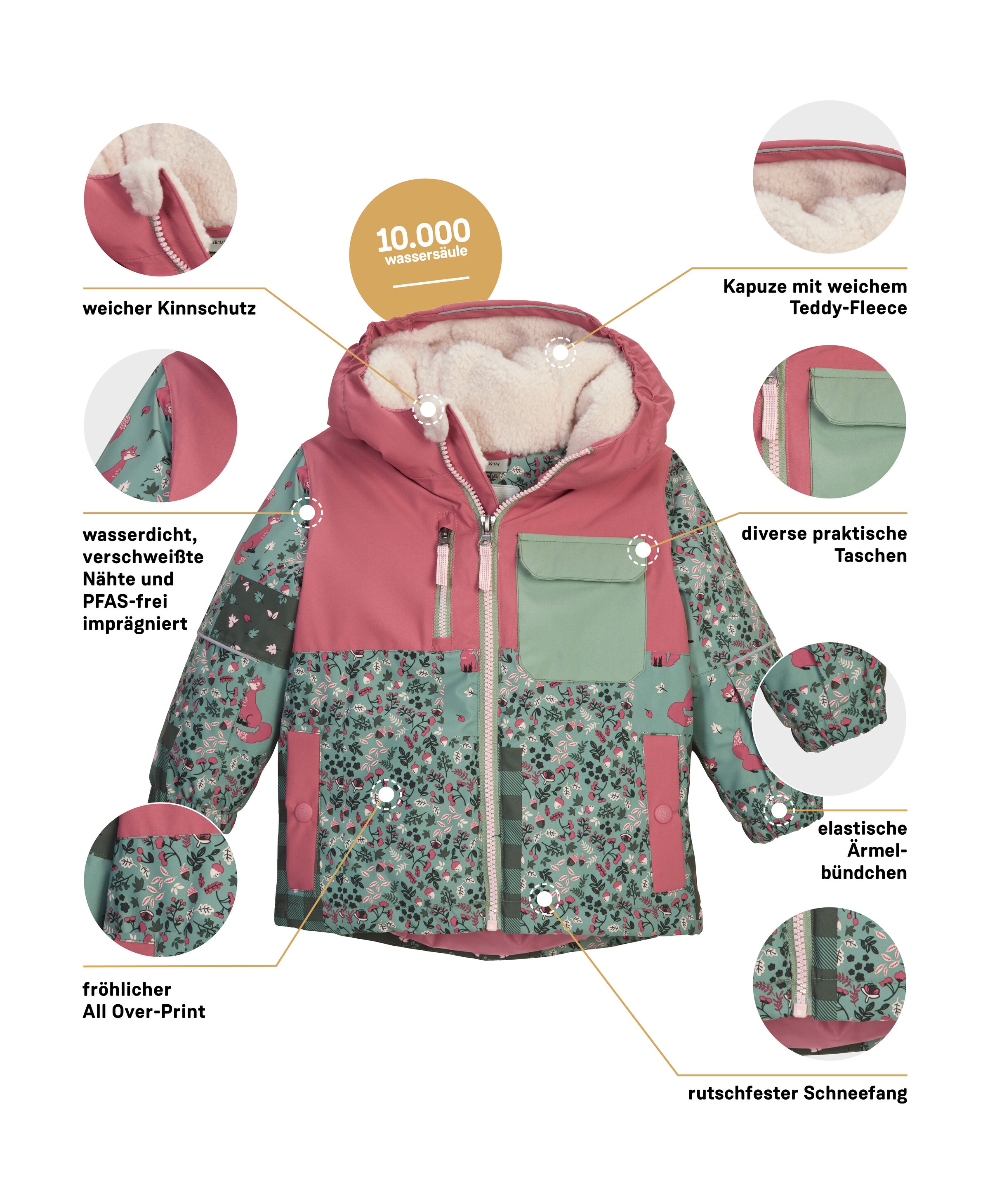 first instinct by killtec Skijacke »FISW 43 MNS SKI JCKT«, Wind- und wasserdichte Kinderjacke mit Fleecekapuze und Schneefang
