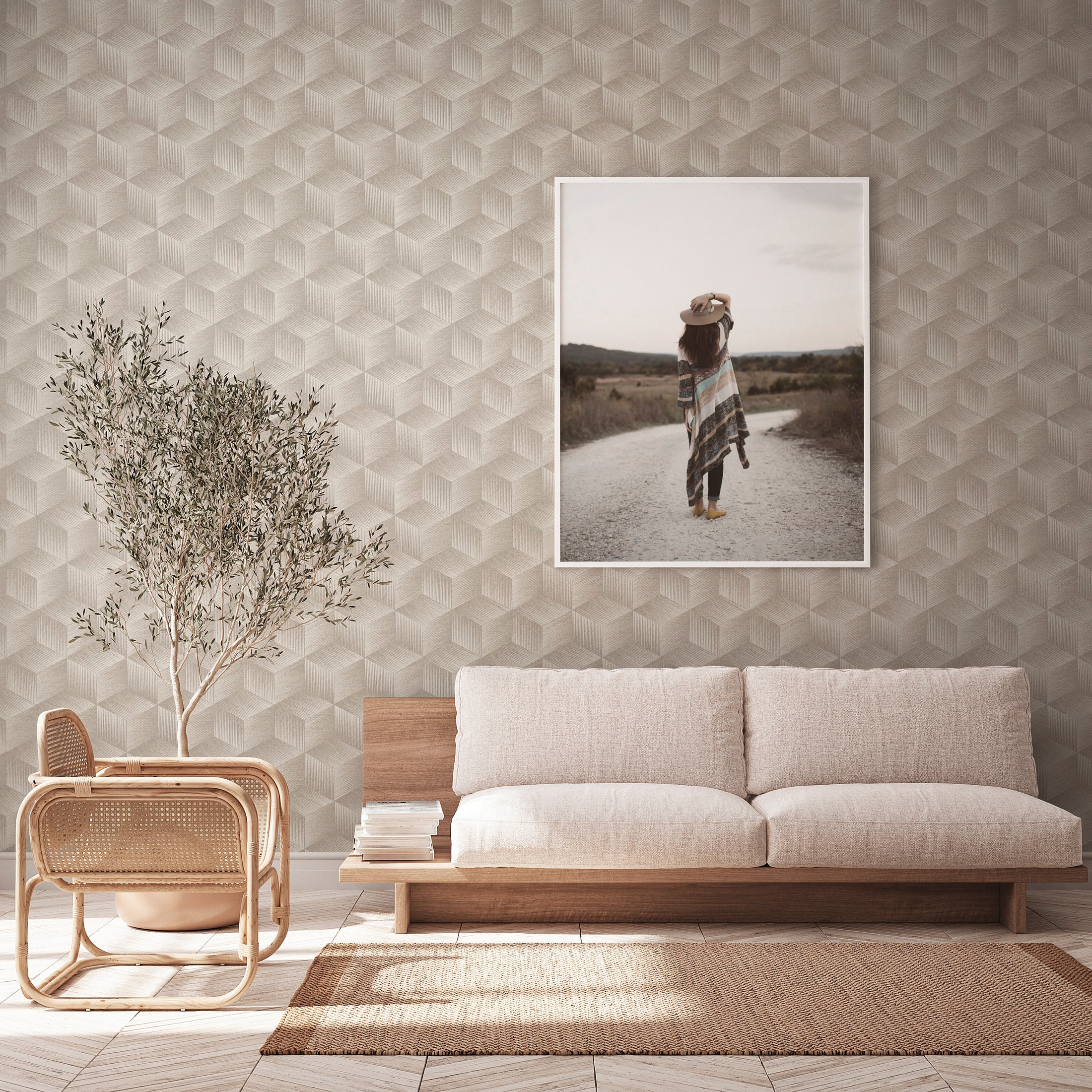 A.S. Création Vliestapete »Natural Living 3D Tapete« gemustert | matt | neutral leicht strukturiert 3D Tapete Vlies Vlies Wand Tapeten Wohnzimmer Schlafzimmer Küche Optik