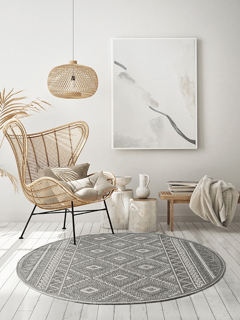 the carpet Teppich "Calgary round" rund 1 mm Höhe moderner robuster In und Outdoor Teppich