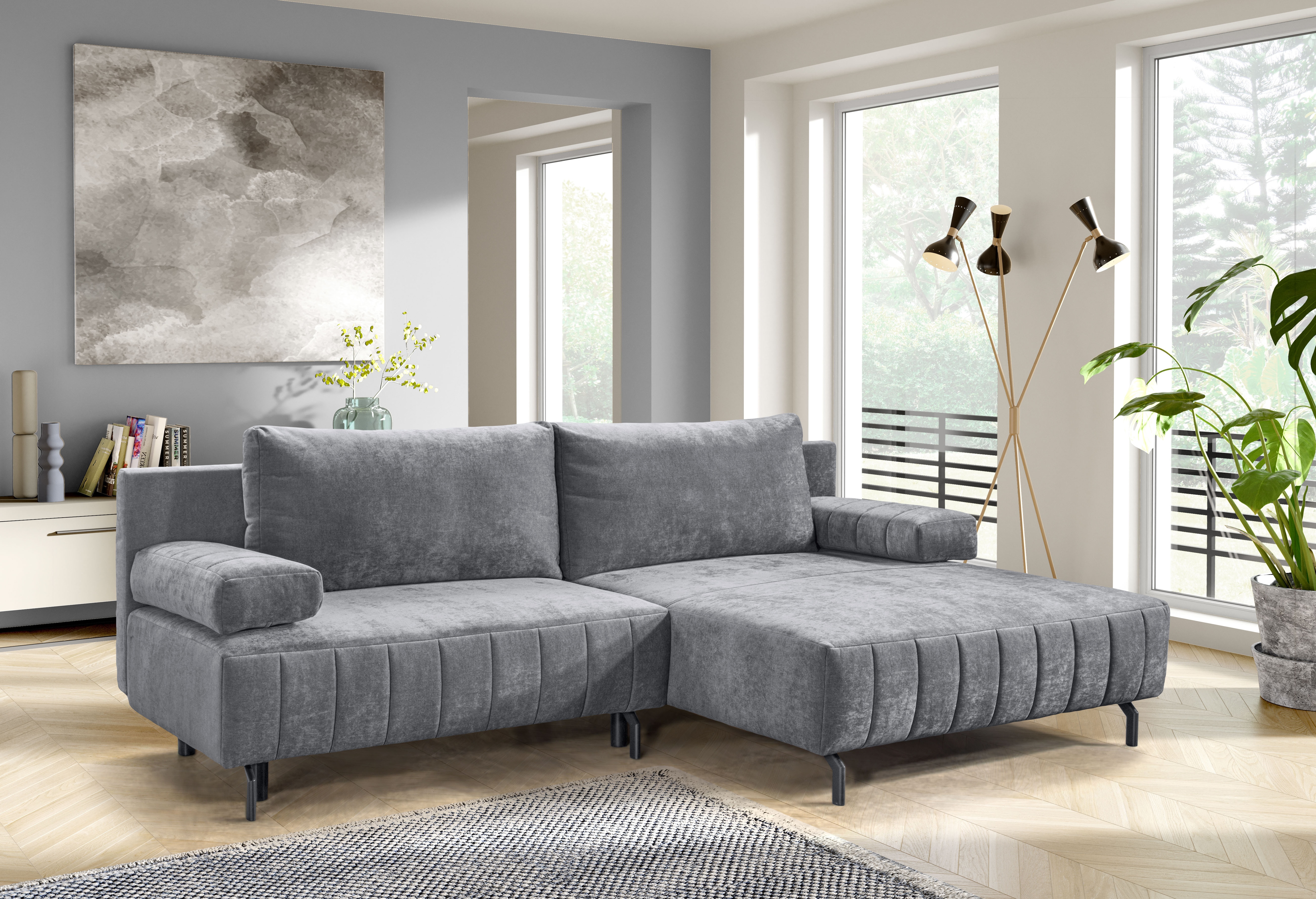 exxpo - sofa fashion Ecksofa "Cambria, B/T: 262/171 cm, hochbeiniges, modernes Design" inkl. Bettfunktion und Bettkasten, 15 cm bodenfrei, L-Form