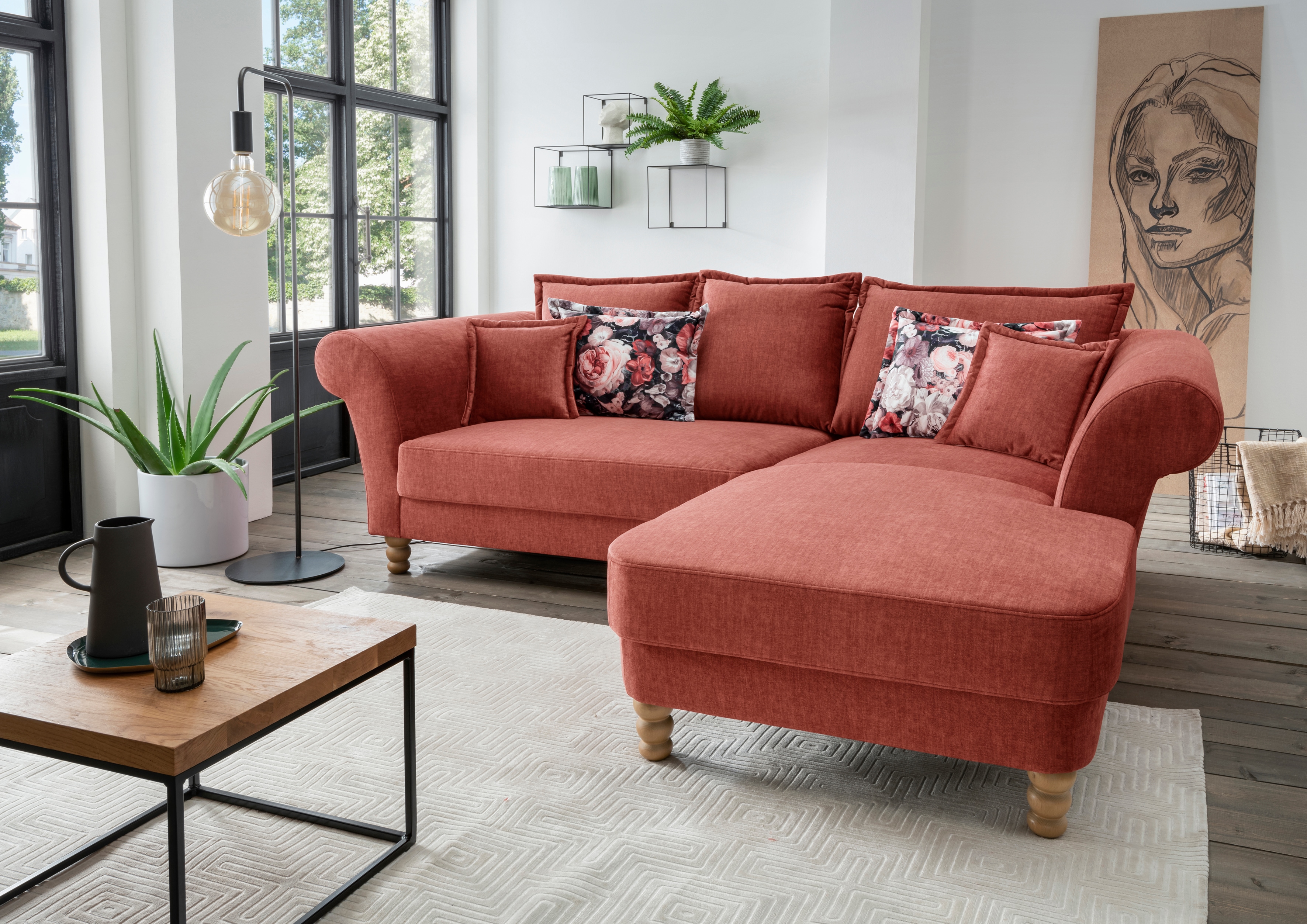Home affaire Ecksofa "Tassilo Mega Polsterecke mit Kaltschaum im Sitz, bequem, L-Form" hoher Sitzkomfort, Breite 262cm, Komfortsitzhöhe 48cm, zeitlos elegant