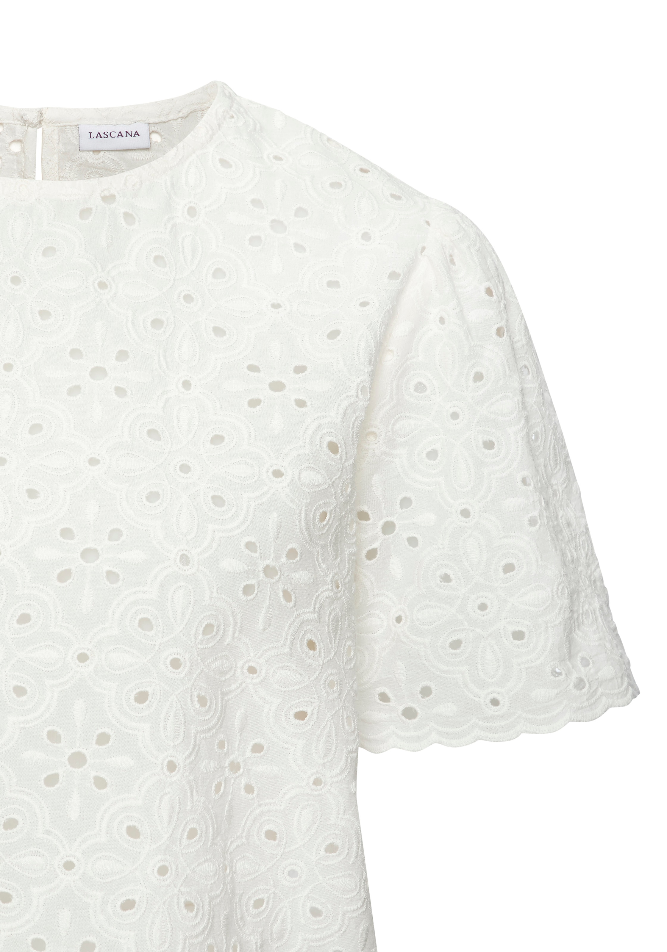 LASCANA Kurzarmbluse mit Lochstickerei, Damenbluse, casual-elegant