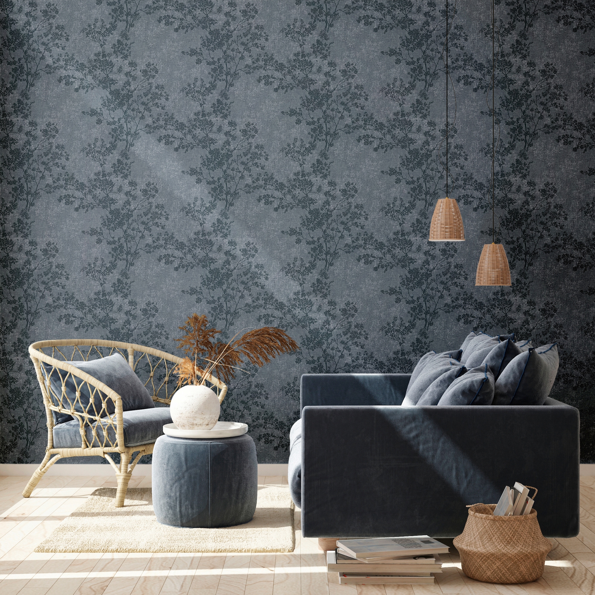 living walls Vliestapete »New Walls Cosy & Relax in Ast Optik«, floral, Florale Tapete Wald