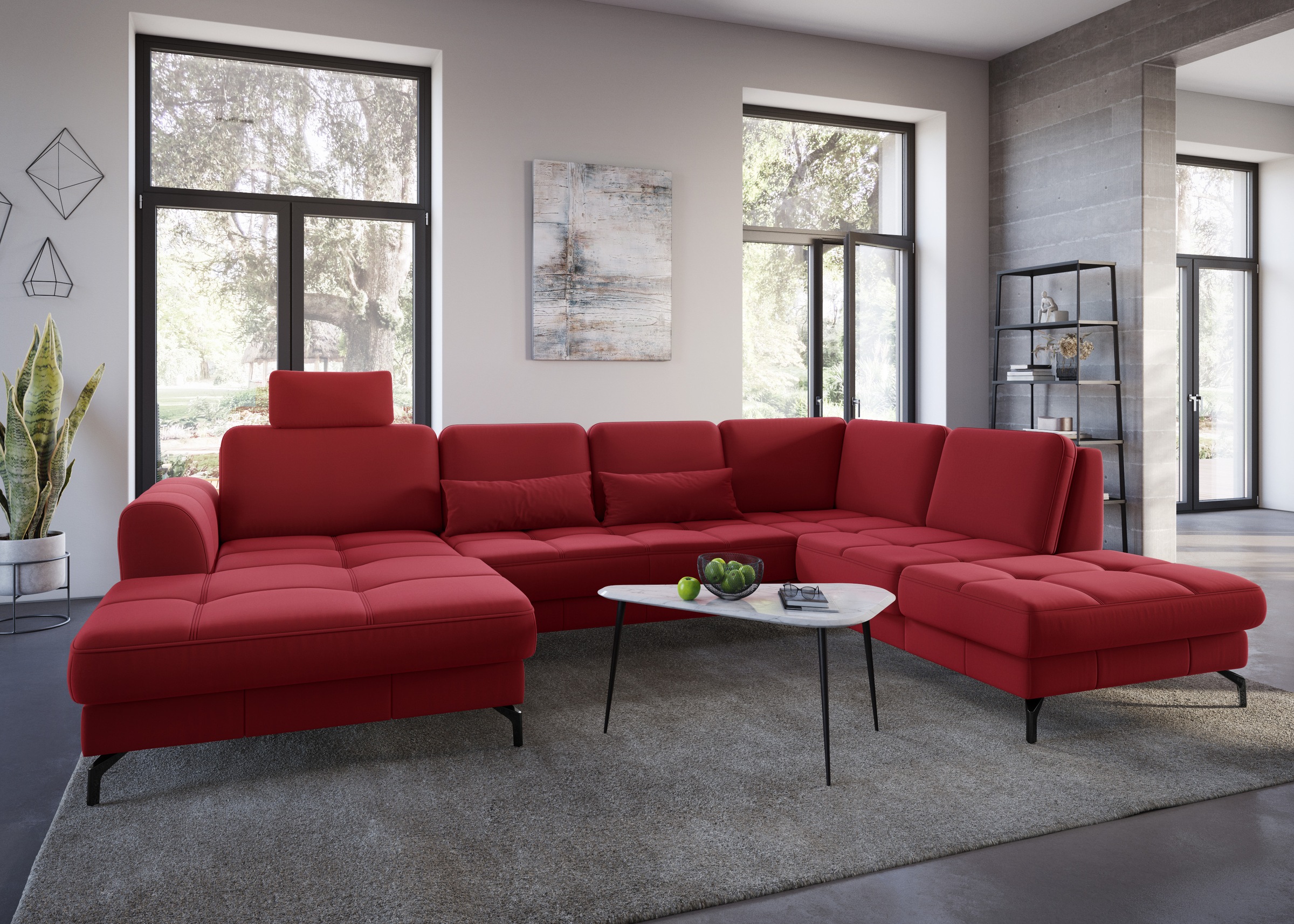 sit&more Wohnlandschaft »Bendigo U-Form«, inklusive Sitztiefenverstellung, Bodenfreiheit 12 cm, in 2 Fußfarben