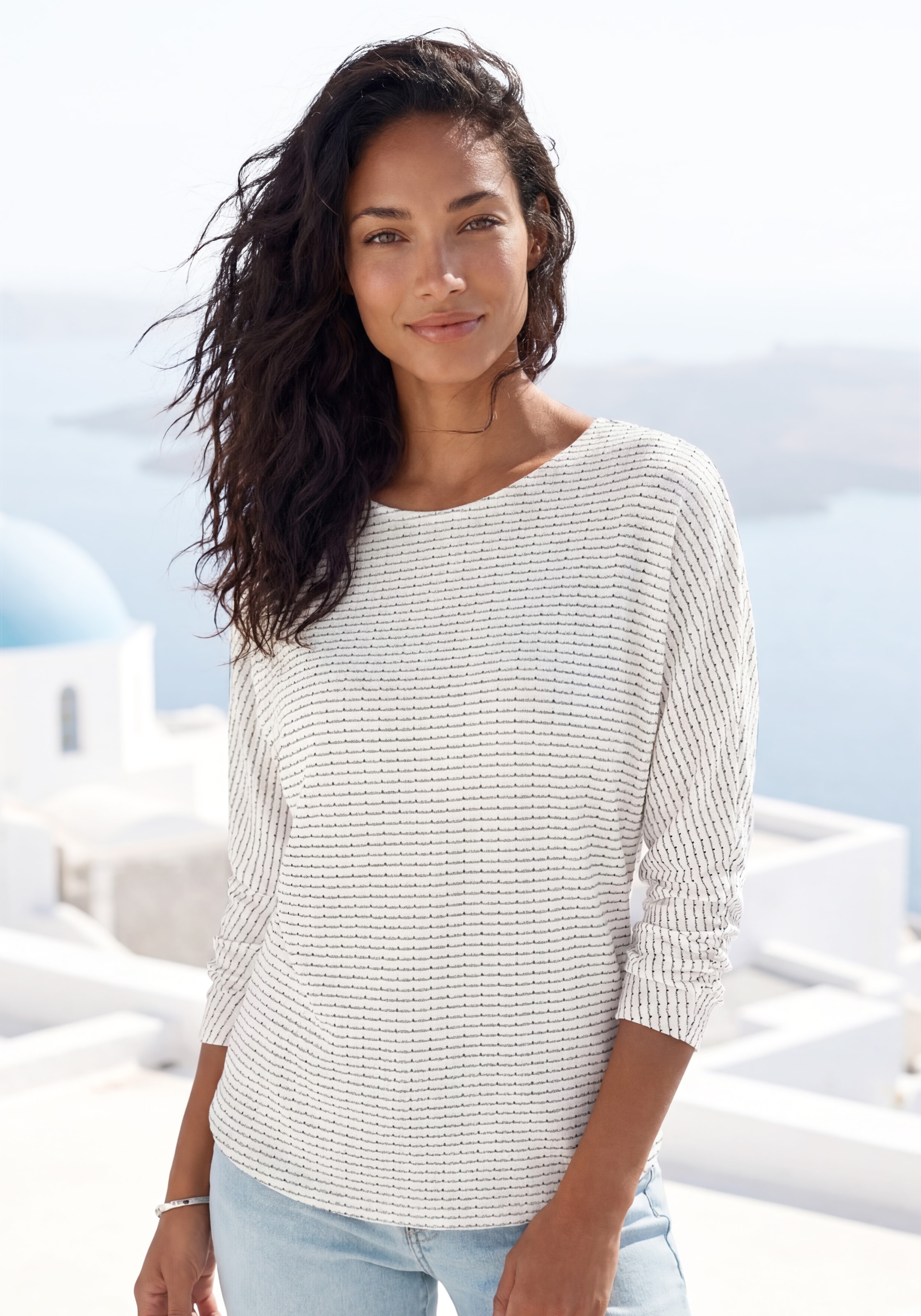 Vivance Langarmshirt "aus Strickqualität mit Viskose" mit Gummizug im Bund