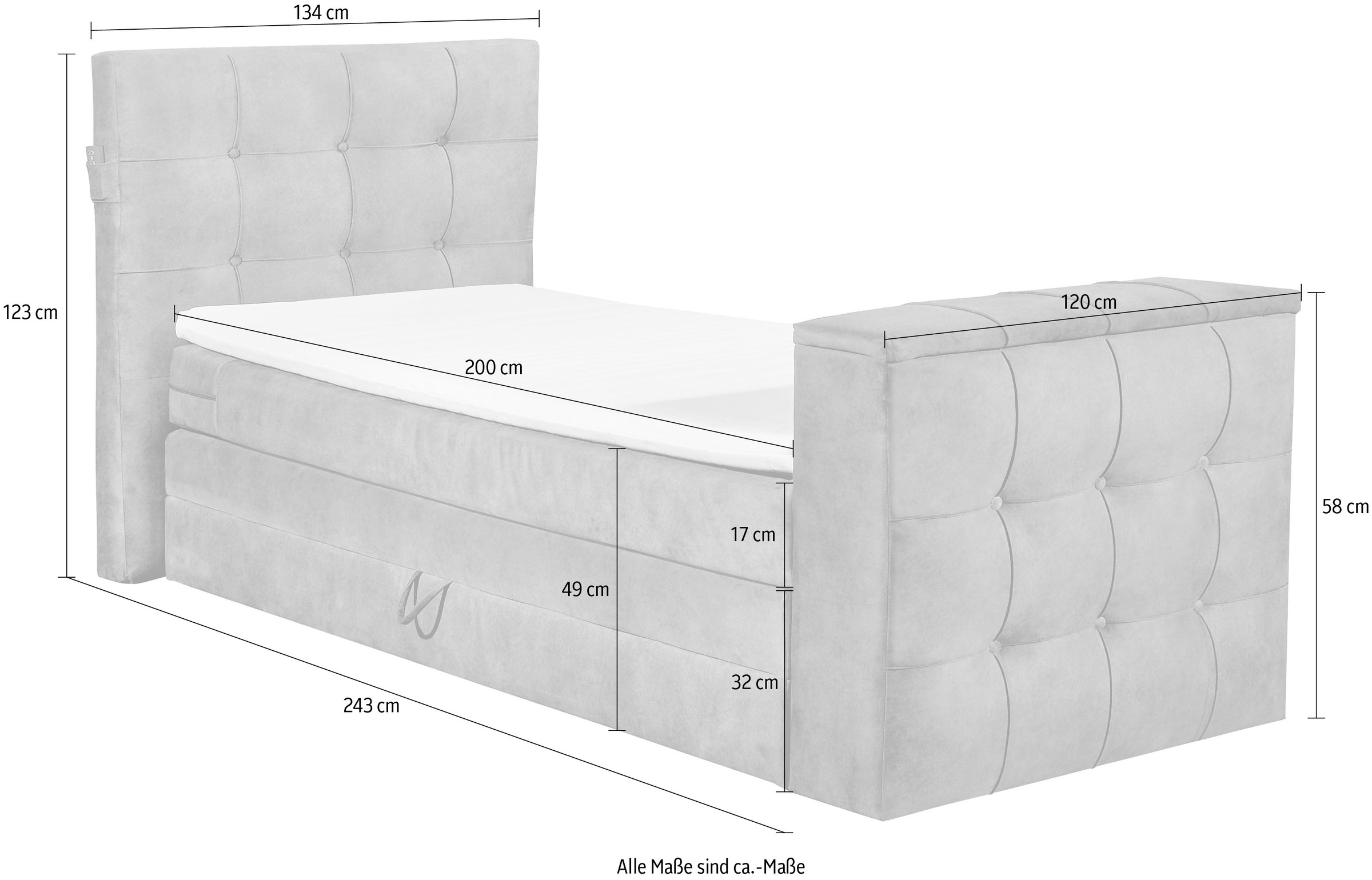 set one by Musterring Boxspringbett »Richmond«, mit Duo-Matratze (H2/H3), versenkbarer TV-Halterung (bis 40 Zoll) und Fernbedienung. Wahlweise mit/ohne Bettkasten