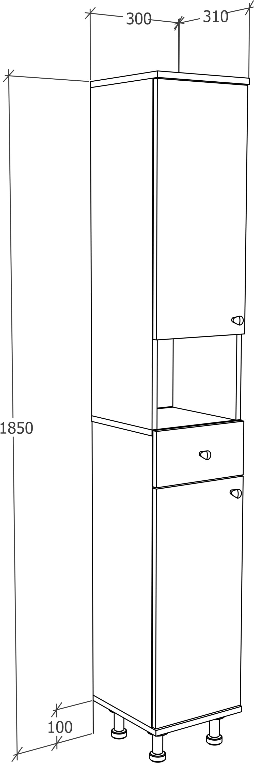 VCM Hochschrank »Badmöbel Hochschrank Badschrank Schublade Nilosi«